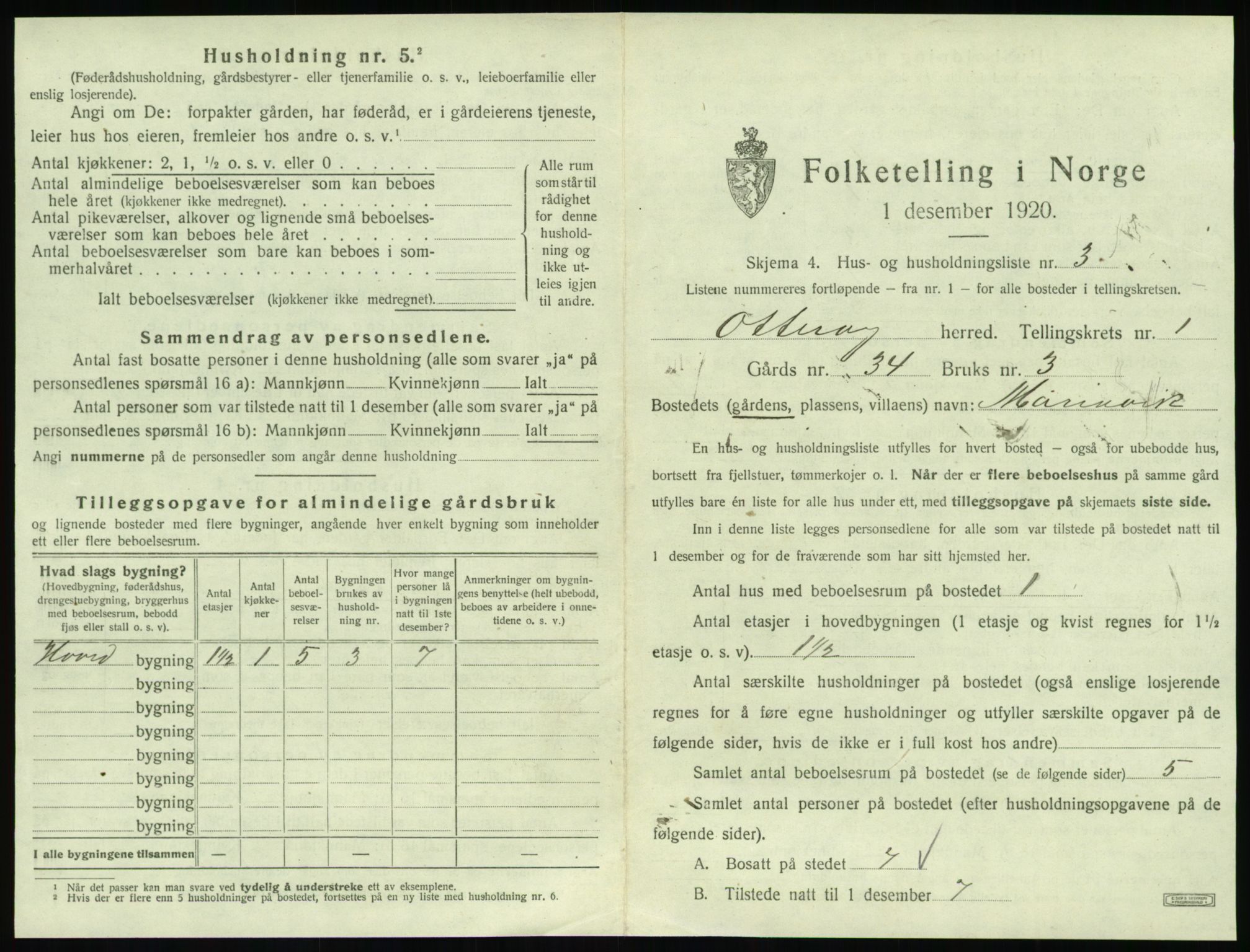 SAT, 1920 census for Otterøy, 1920, p. 47