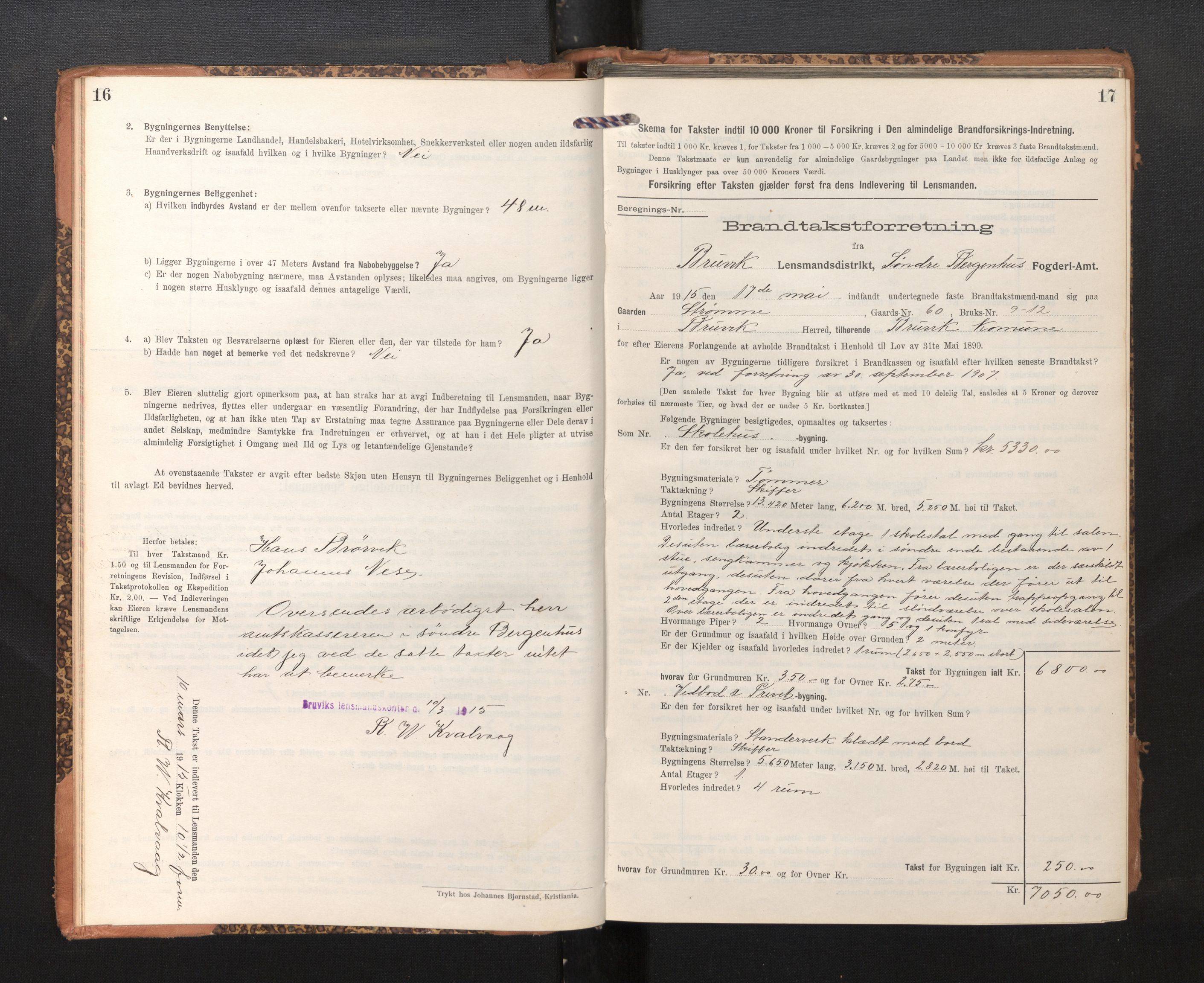 Lensmannen i Bruvik, AV/SAB-A-31301/0012/L0008: Branntakstprotokoll, skjematakst, 1914-1919, p. 16-17