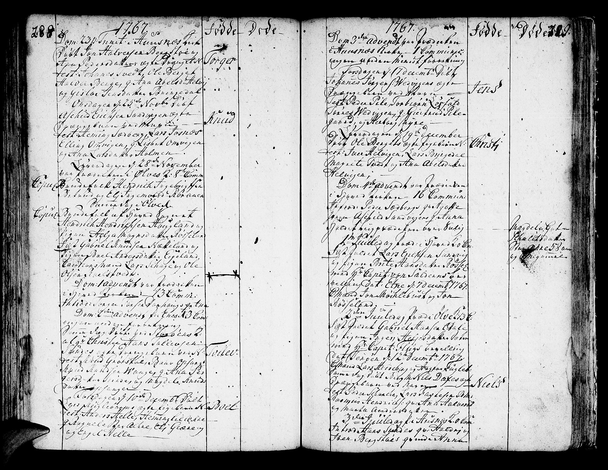 Kvinnherad sokneprestembete, AV/SAB-A-76401/H/Haa: Parish register (official) no. A 3, 1754-1777, p. 288-289