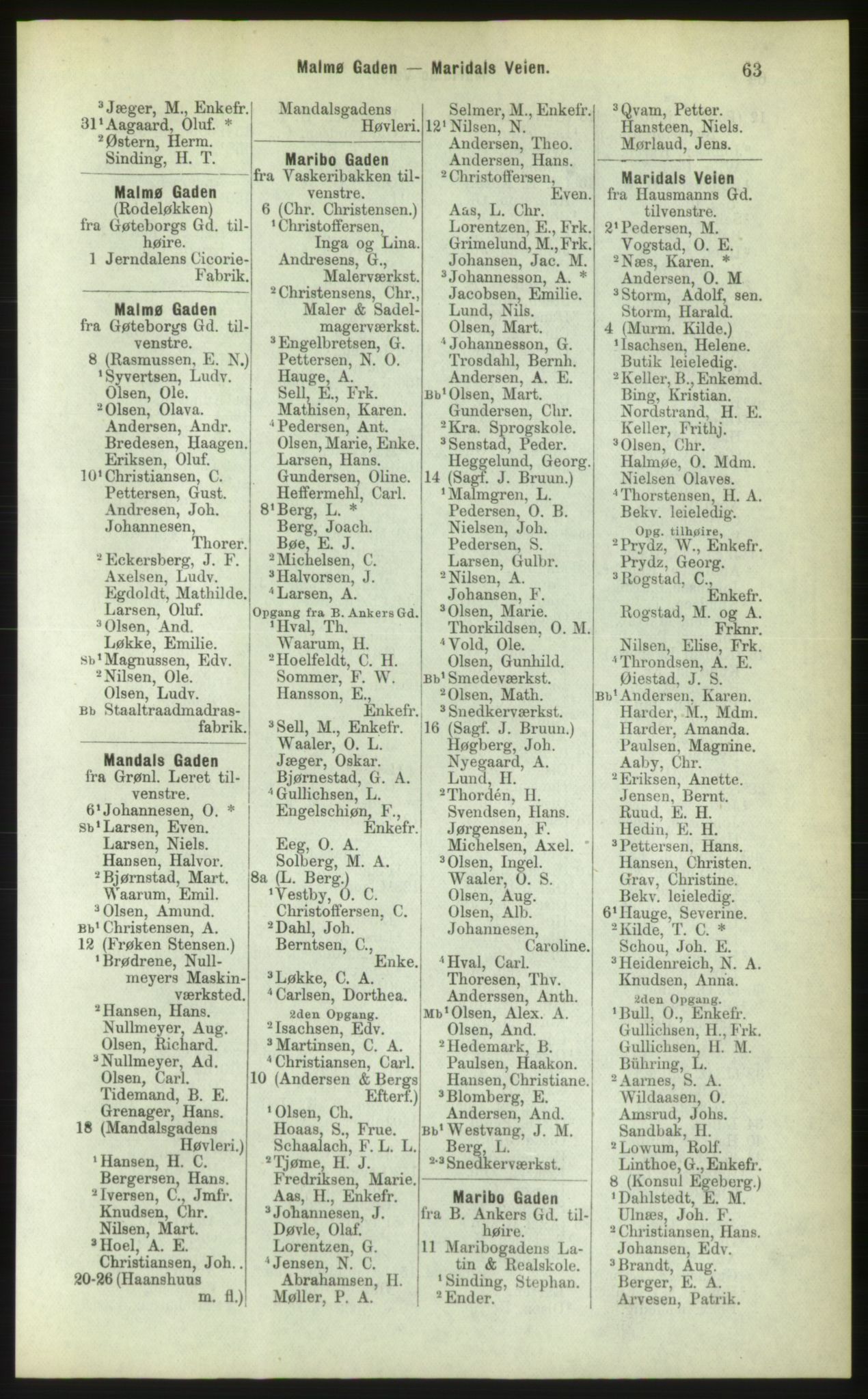 Kristiania/Oslo adressebok, PUBL/-, 1883, p. 63