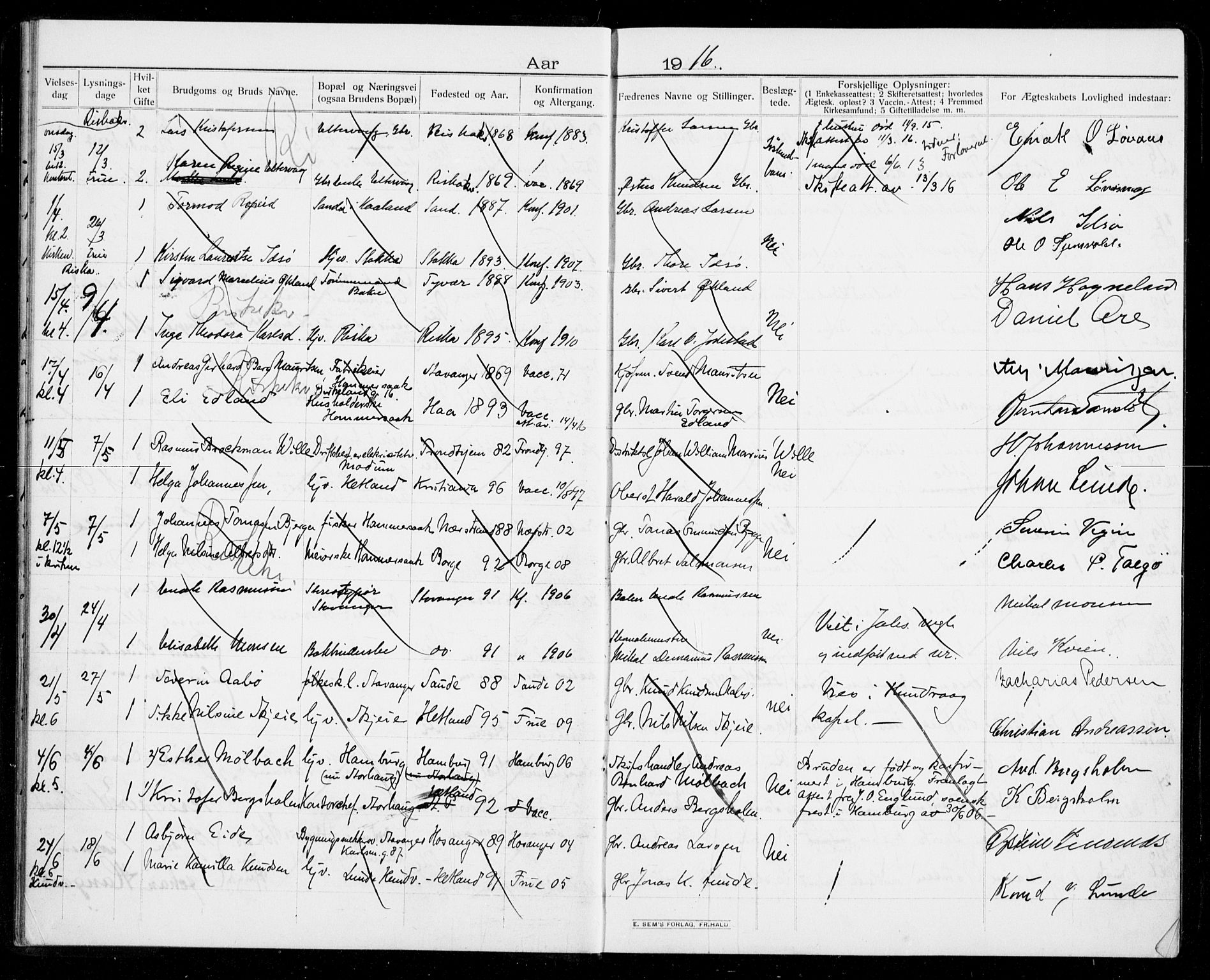 Hetland sokneprestkontor, AV/SAST-A-101826/70/705BA/L0005: Banns register no. 705.BA.5, 1911-1935