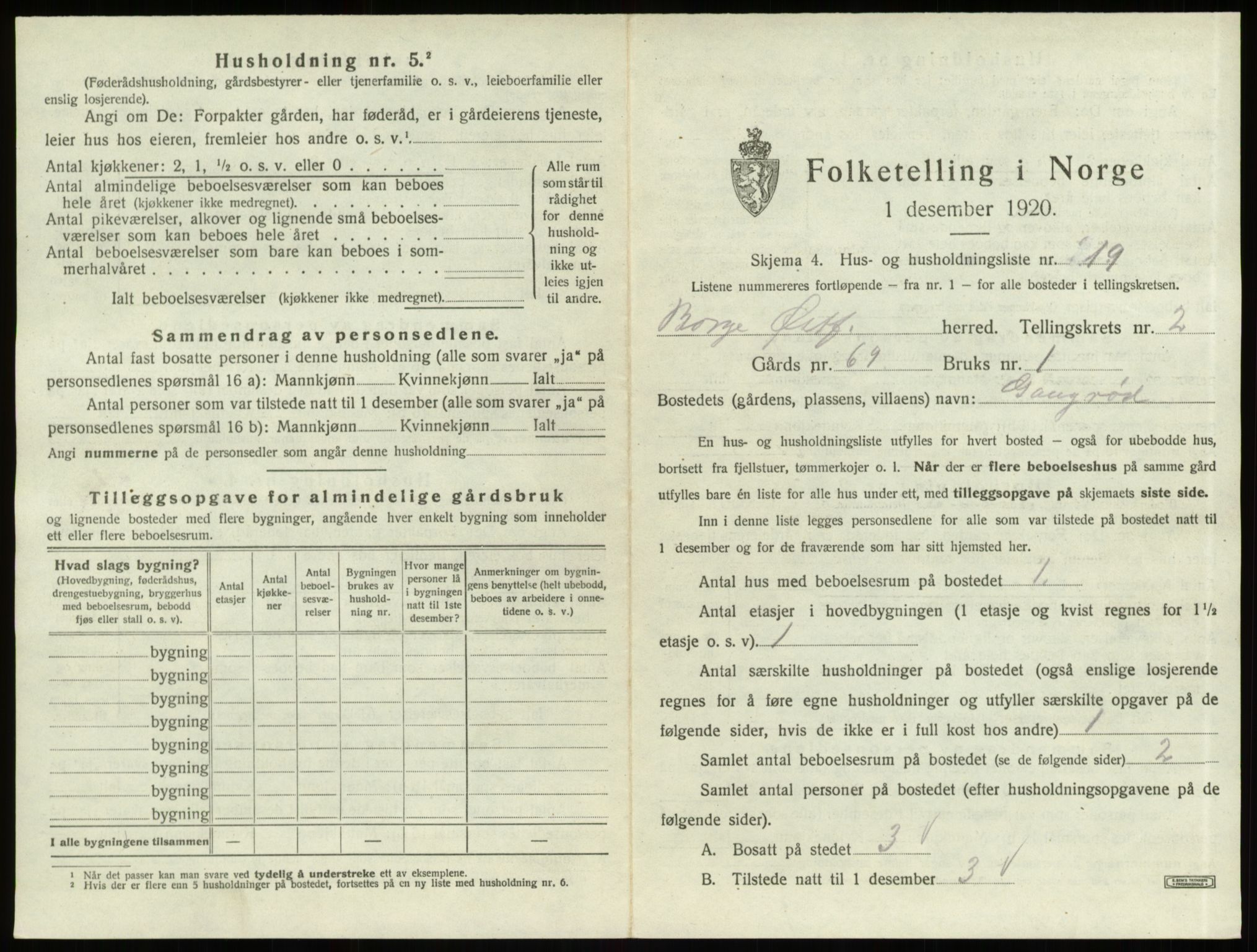 SAO, 1920 census for Borge, 1920, p. 268