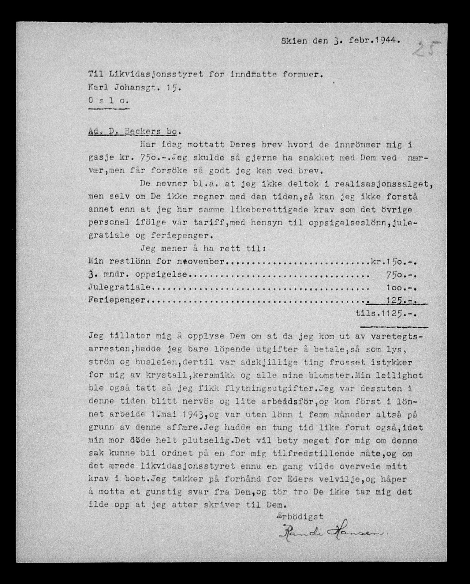 Justisdepartementet, Tilbakeføringskontoret for inndratte formuer, AV/RA-S-1564/H/Hc/Hcd/L0990: --, 1945-1947, p. 20