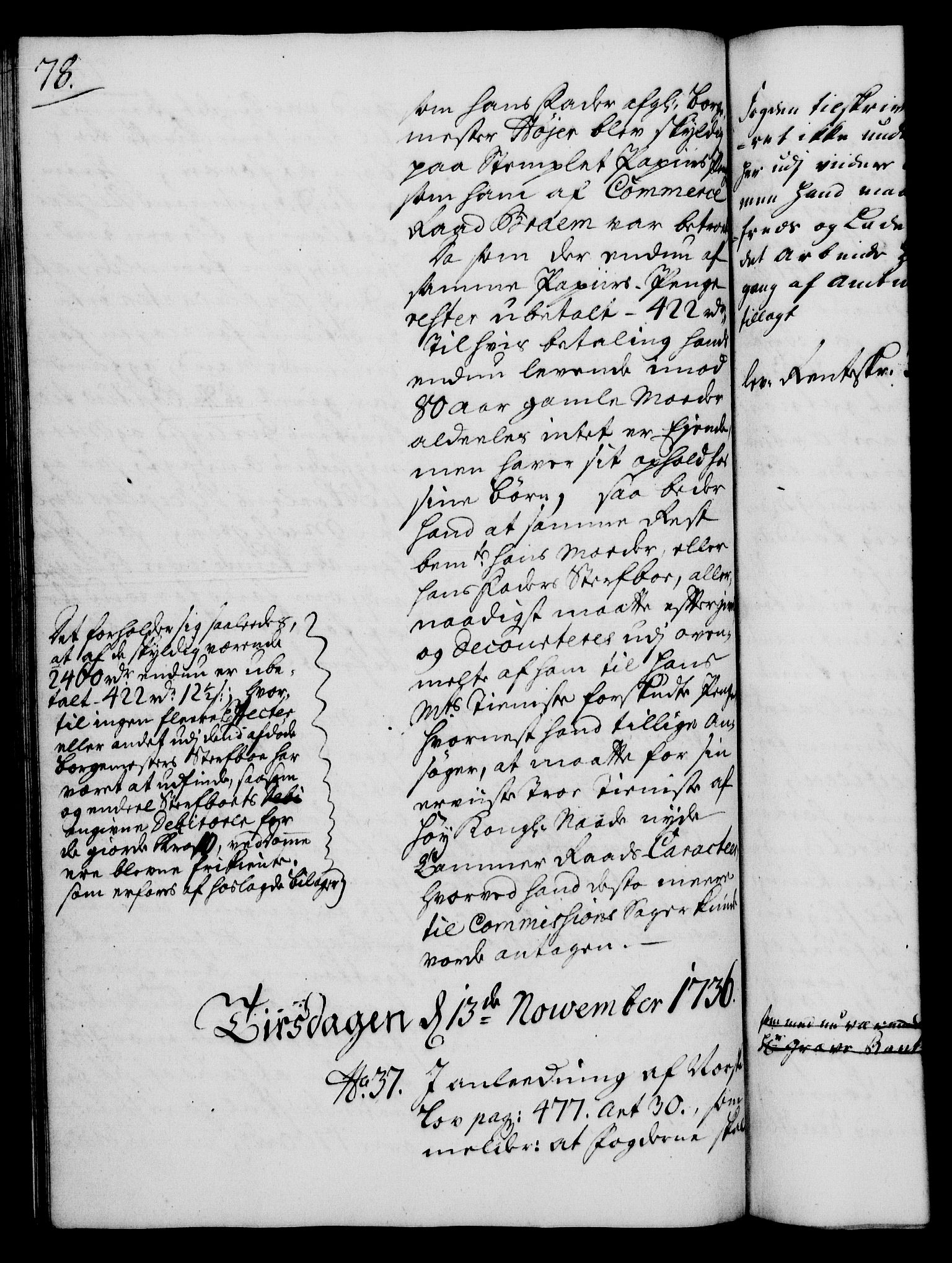 Rentekammeret, Kammerkanselliet, RA/EA-3111/G/Gh/Gha/L0019: Norsk ekstraktmemorialprotokoll (merket RK 53.64), 1736-1737, p. 78