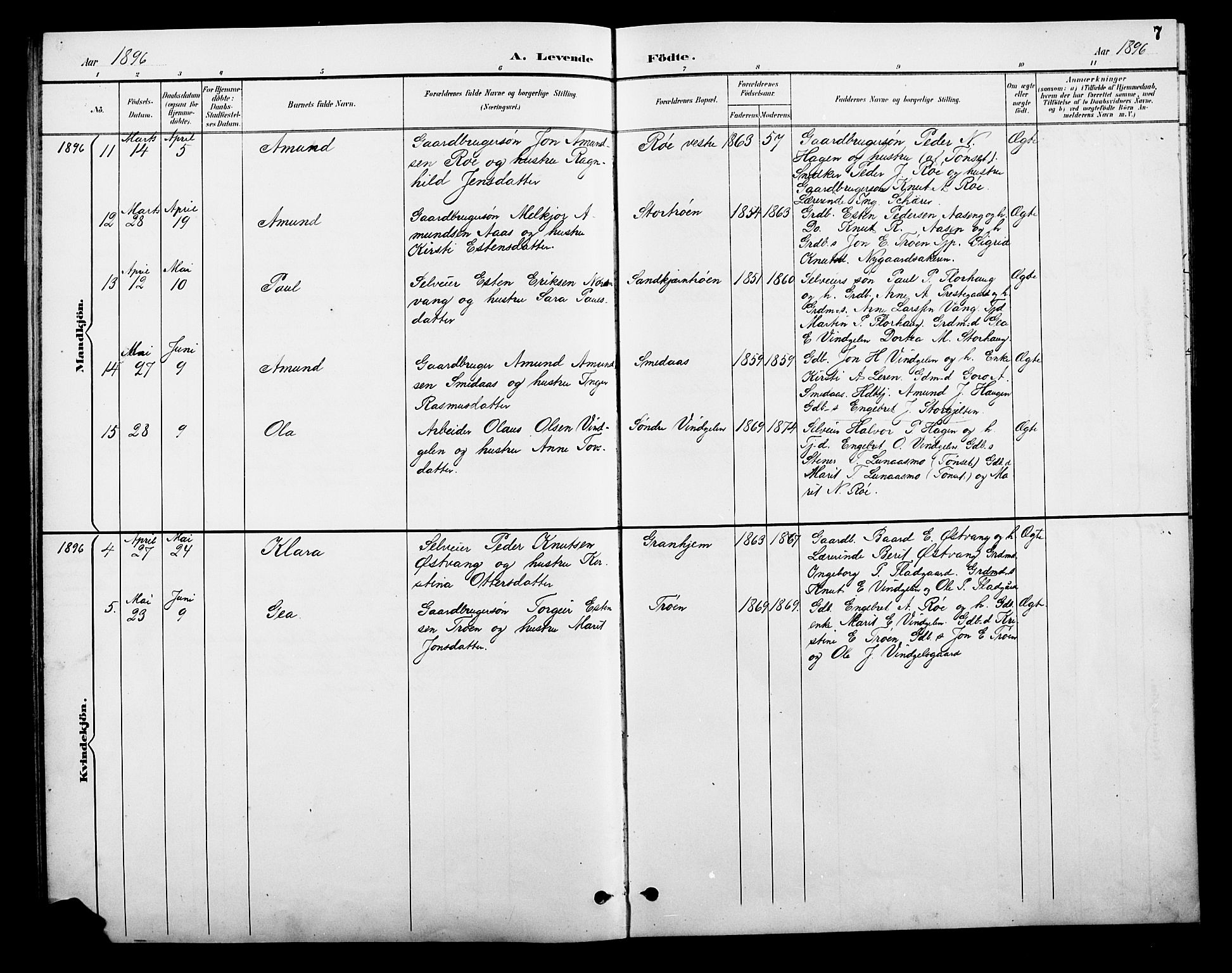 Tolga prestekontor, SAH/PREST-062/L/L0010: Parish register (copy) no. 10, 1894-1918, p. 7