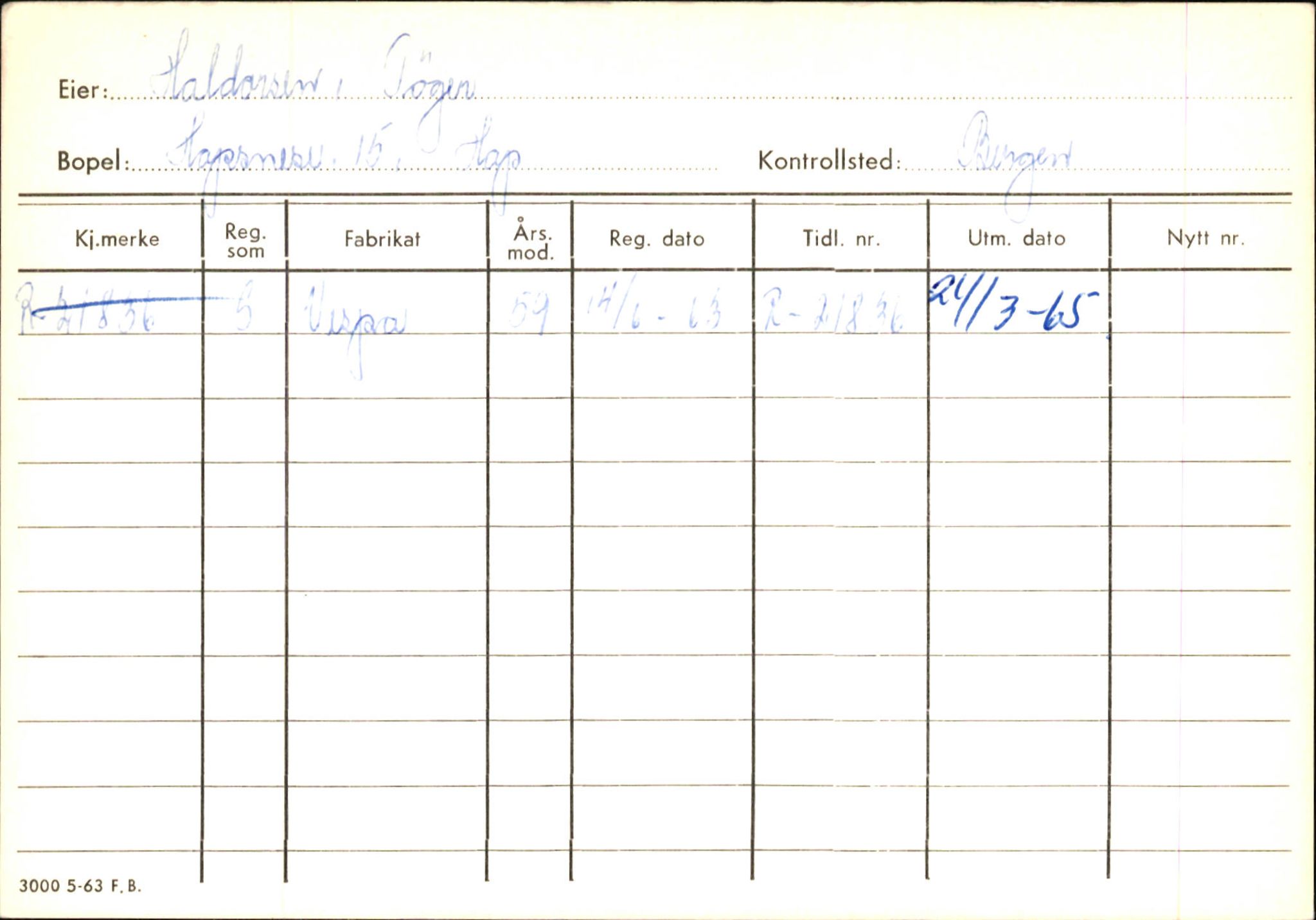 Statens vegvesen, Hordaland vegkontor, SAB/A-5201/2/Ha/L0018: R-eierkort H, 1920-1971, p. 58