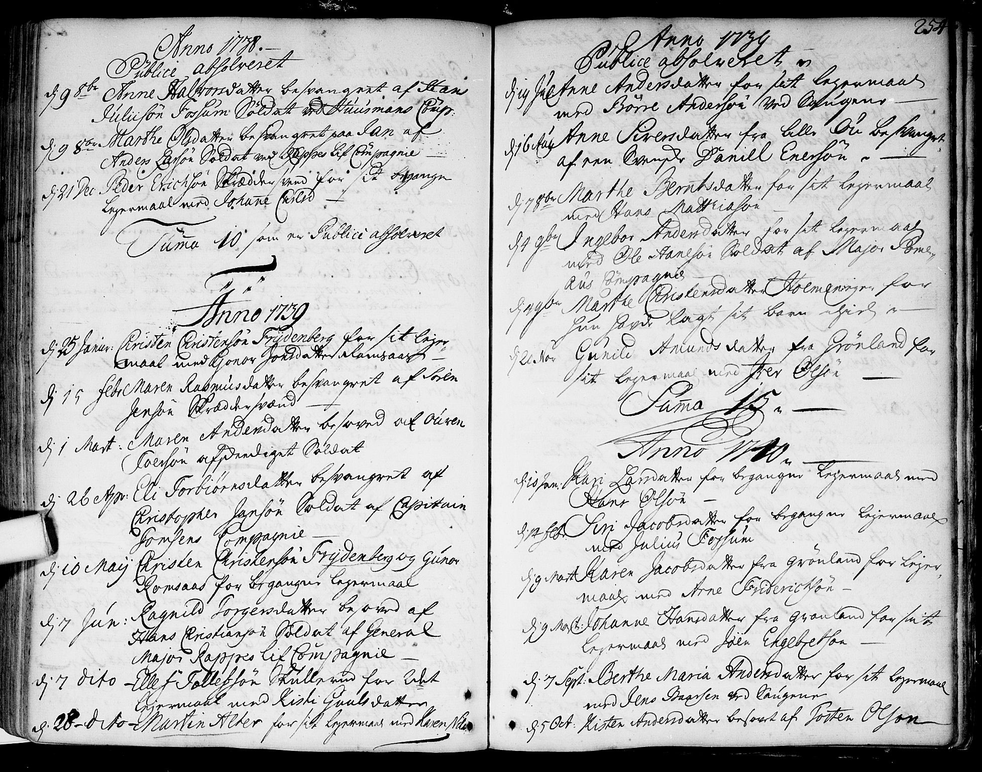 Aker prestekontor kirkebøker, SAO/A-10861/F/L0007: Parish register (official) no. 7, 1734-1748, p. 254