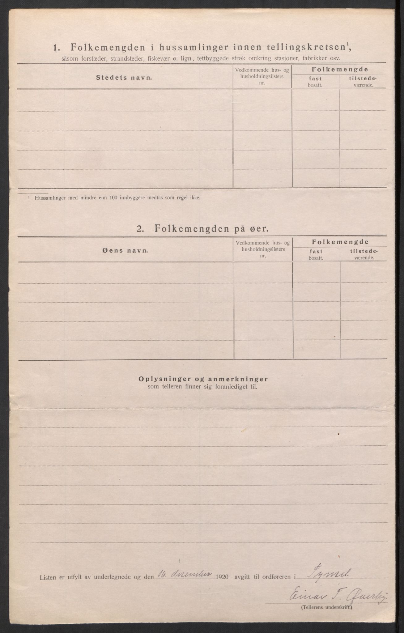SAH, 1920 census for Tynset, 1920, p. 22