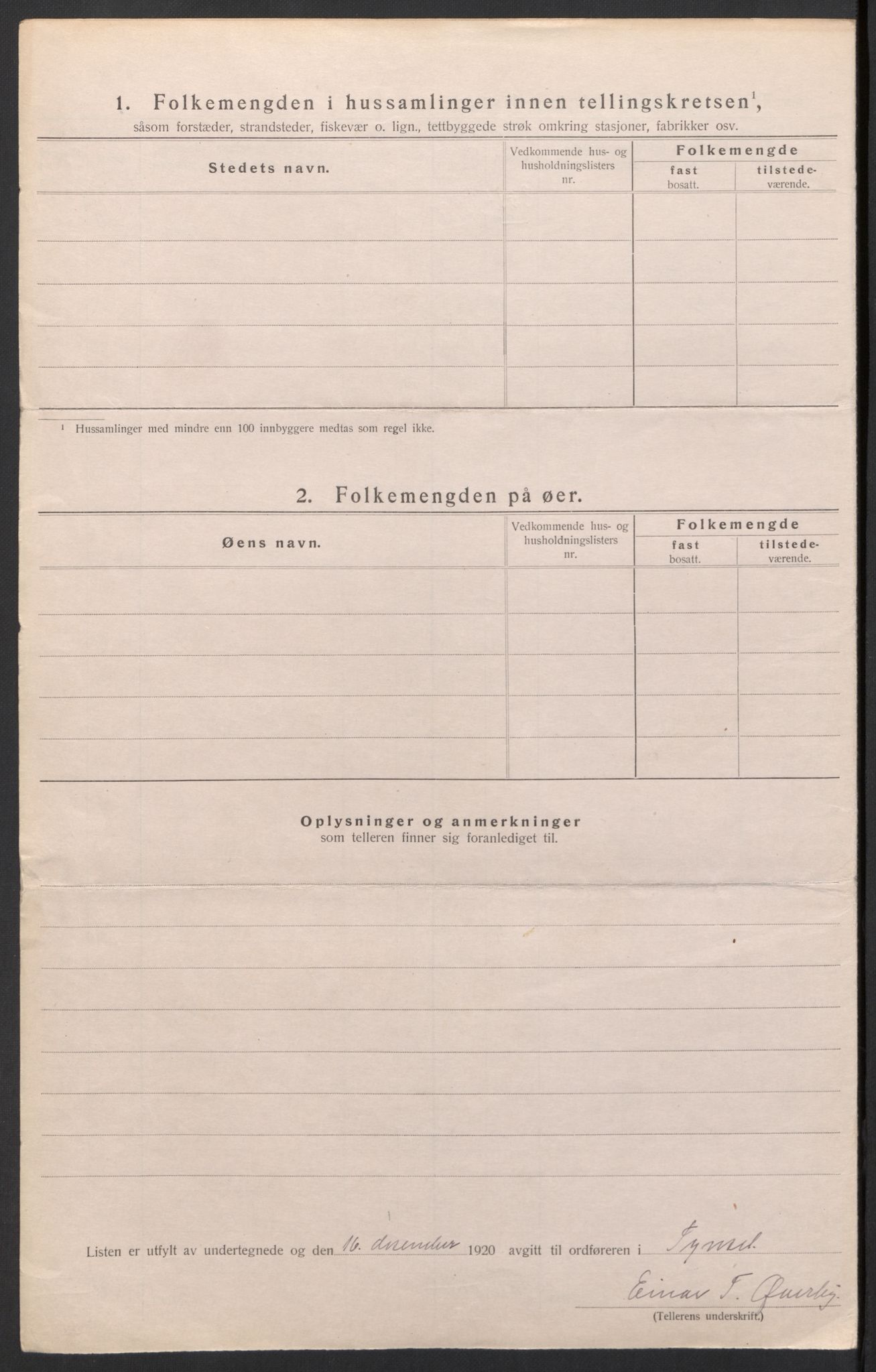 SAH, 1920 census for Tynset, 1920, p. 22