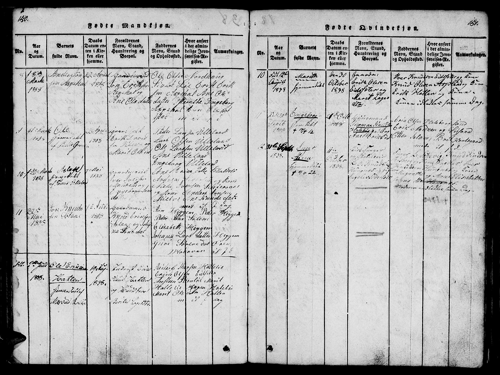 Ministerialprotokoller, klokkerbøker og fødselsregistre - Møre og Romsdal, AV/SAT-A-1454/557/L0679: Parish register (official) no. 557A01, 1818-1843, p. 150-151