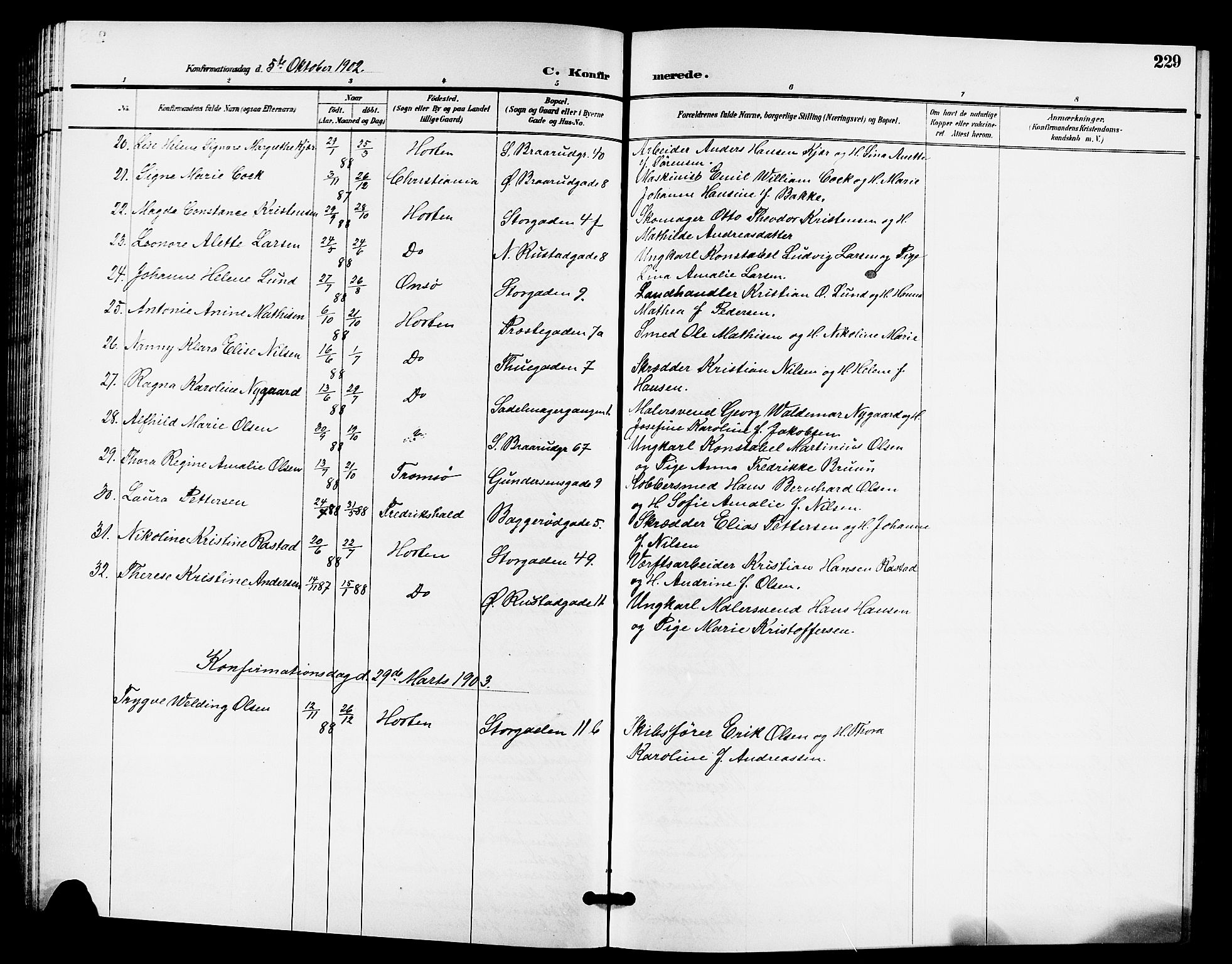 Horten kirkebøker, AV/SAKO-A-348/G/Ga/L0006: Parish register (copy) no. 6, 1896-1904, p. 229