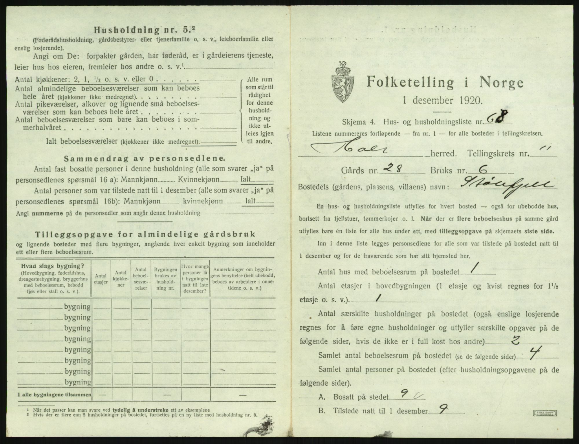 SAK, 1920 census for Holt, 1920, p. 1166