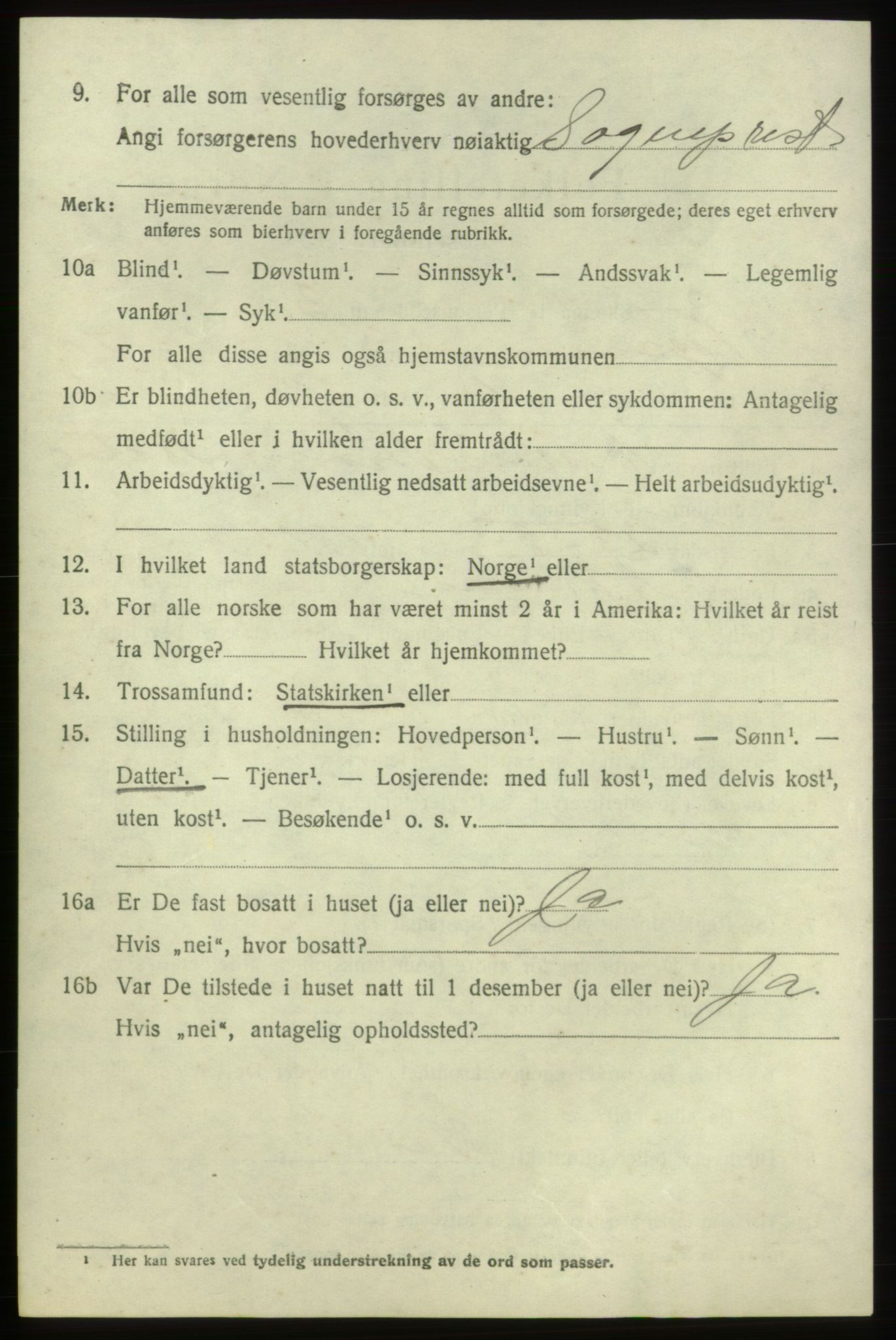 SAB, 1920 census for Tysnes, 1920, p. 7215