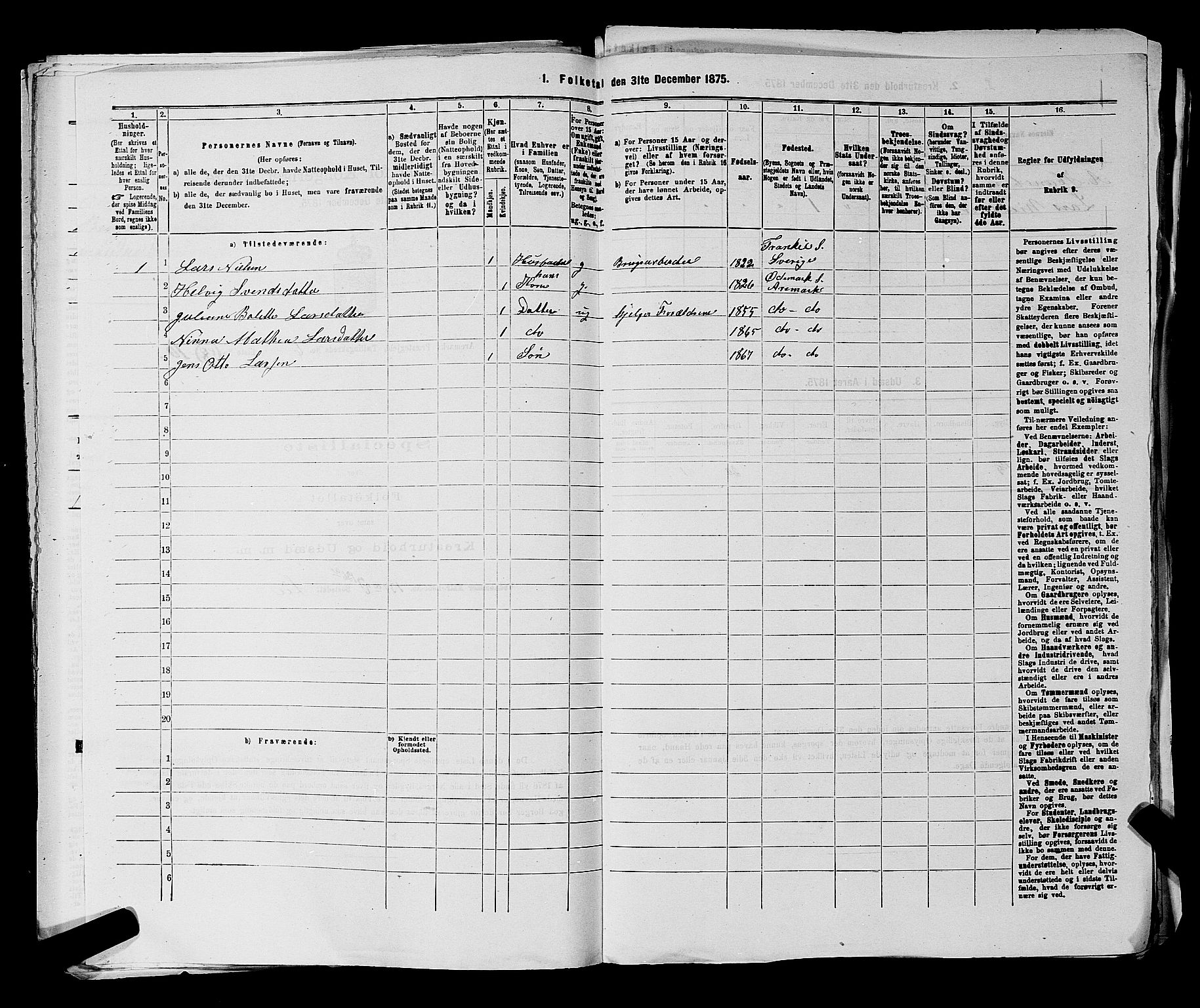 RA, 1875 census for 0118P Aremark, 1875, p. 945