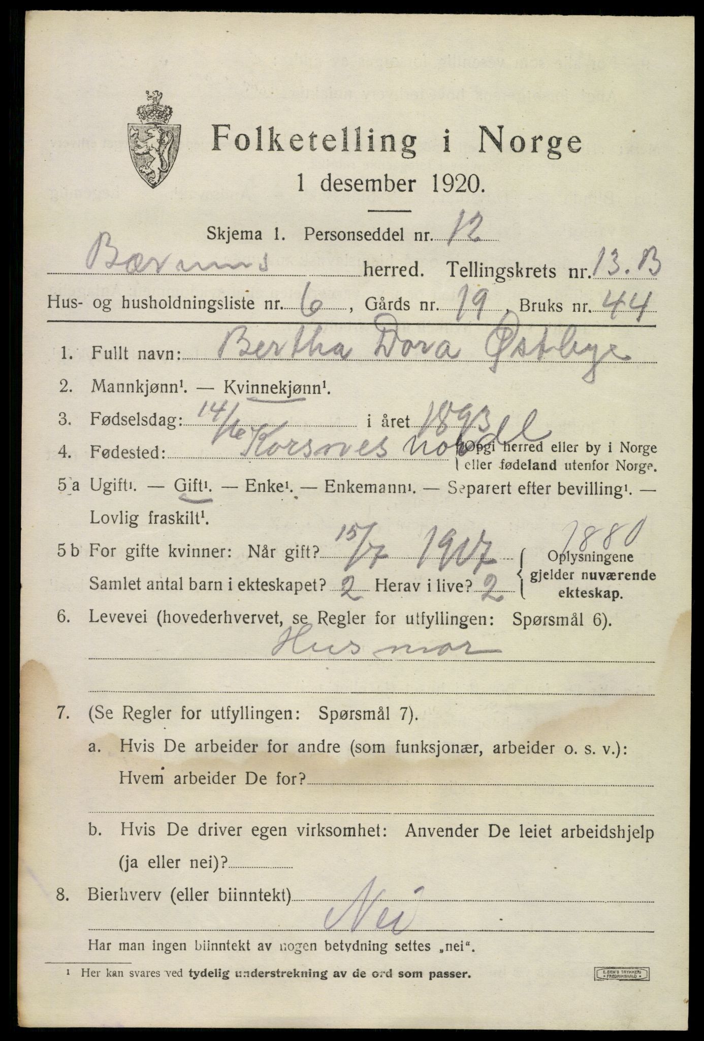 SAO, 1920 census for Bærum, 1920, p. 34380