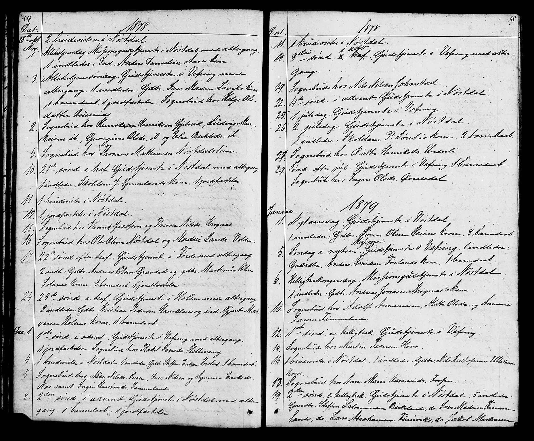 Førde sokneprestembete, AV/SAB-A-79901: Curate's parish register no. A 1, 1870-1881, p. 64-65