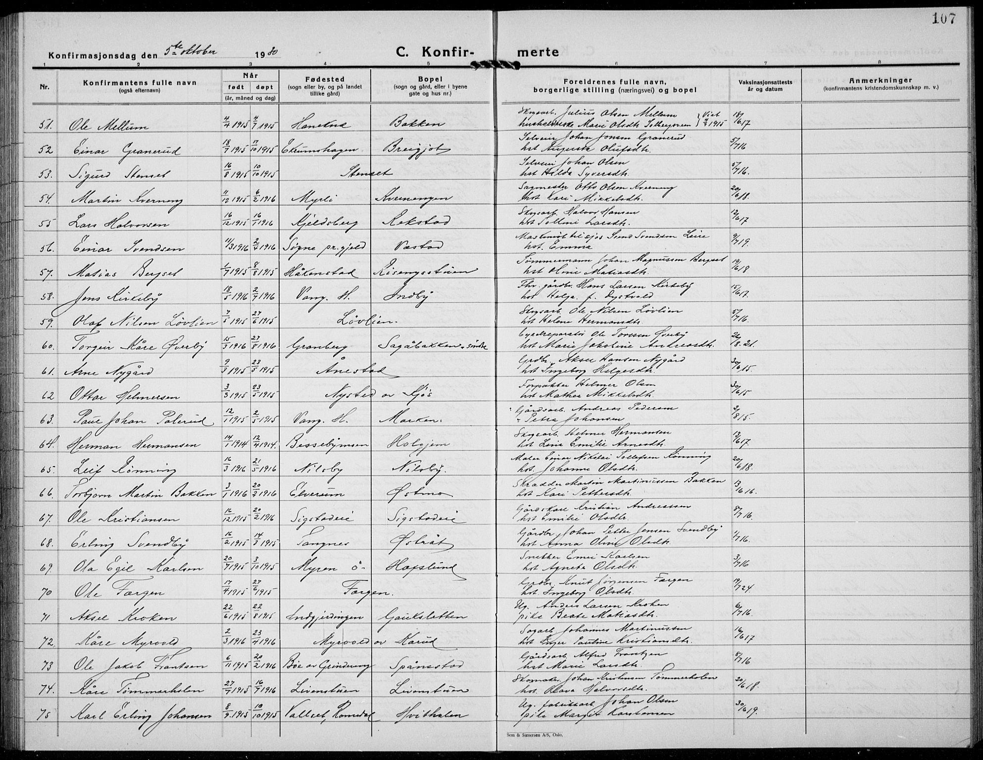 Løten prestekontor, AV/SAH-PREST-022/L/La/L0009: Parish register (copy) no. 9, 1930-1939, p. 107