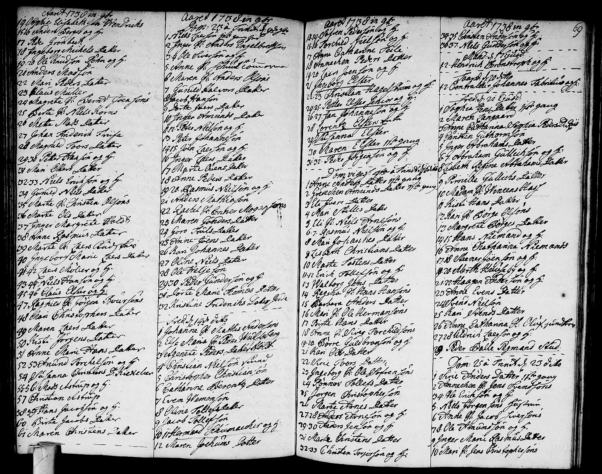 Strømsø kirkebøker, AV/SAKO-A-246/F/Fa/L0005: Parish register (official) no. I 5, 1734-1739, p. 69