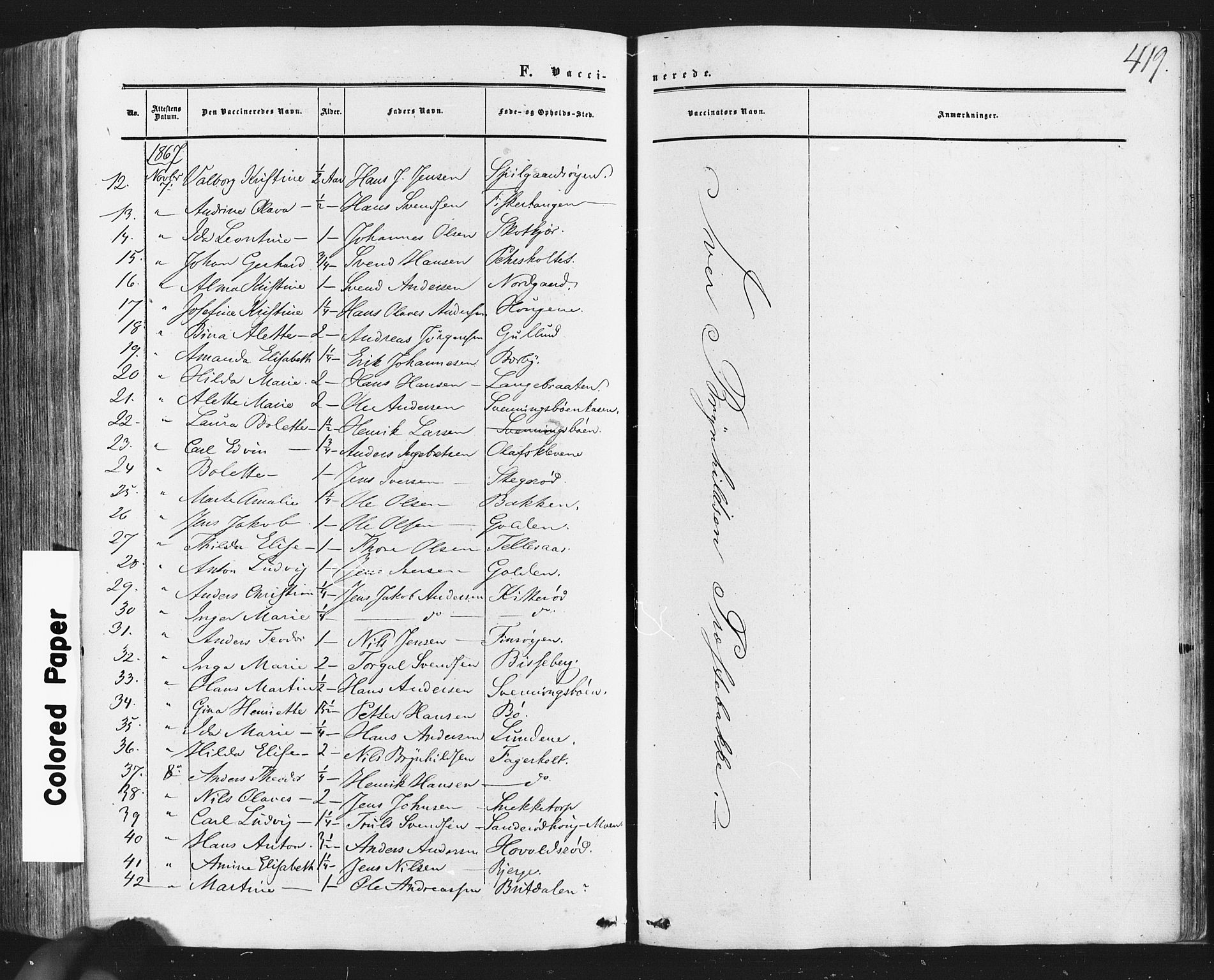 Idd prestekontor Kirkebøker, AV/SAO-A-10911/F/Fc/L0005: Parish register (official) no. III 5, 1861-1877, p. 419