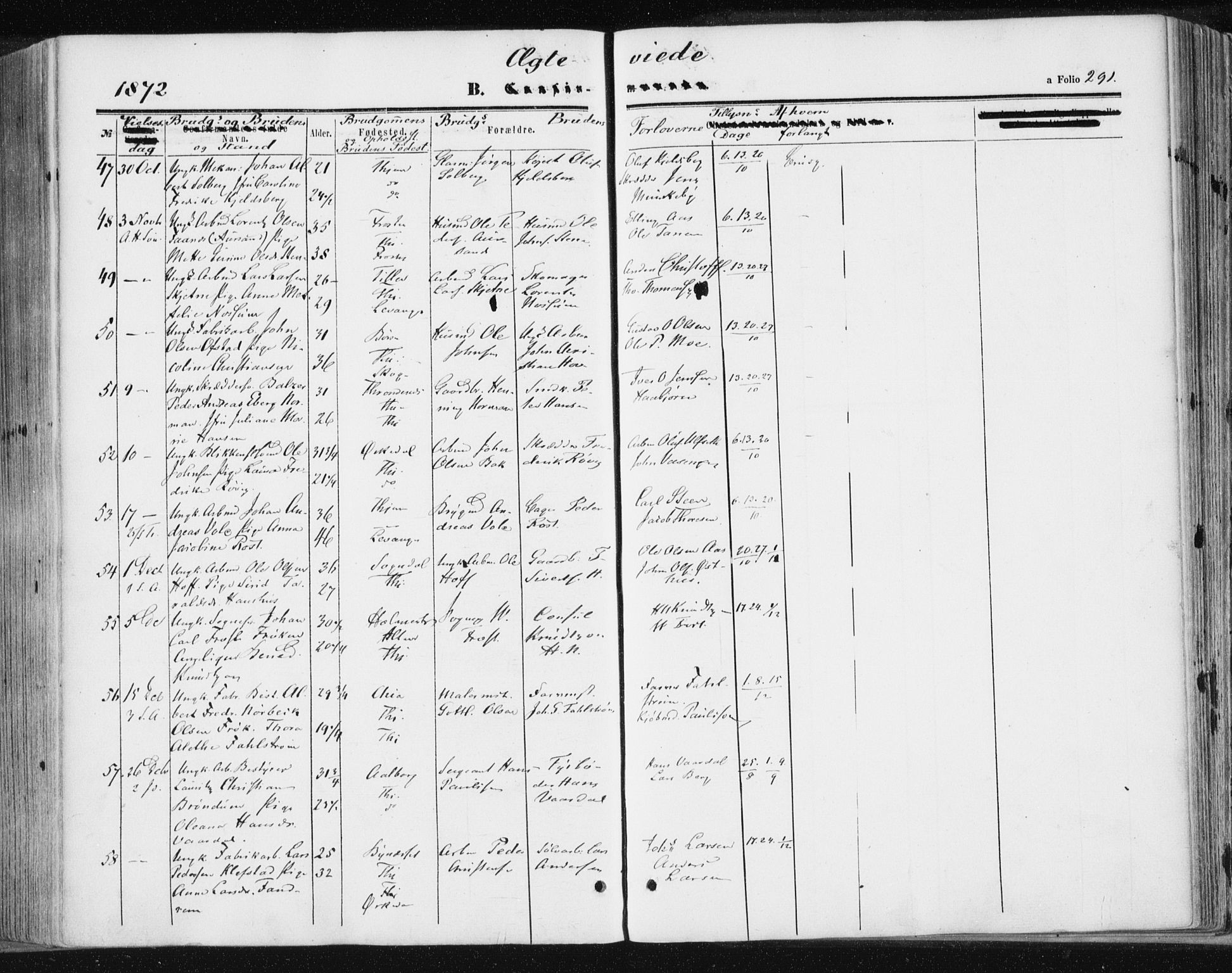 Ministerialprotokoller, klokkerbøker og fødselsregistre - Sør-Trøndelag, SAT/A-1456/602/L0115: Parish register (official) no. 602A13, 1860-1872, p. 291