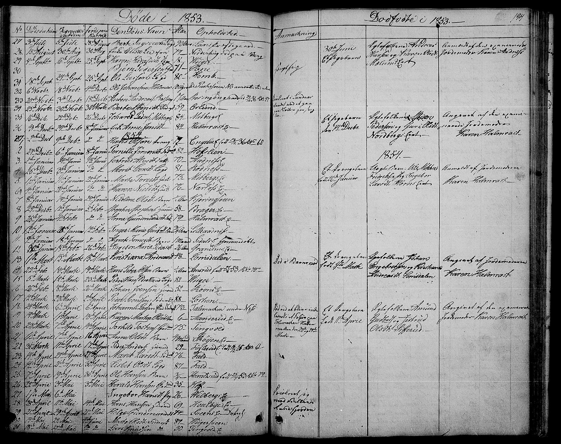 Søndre Land prestekontor, SAH/PREST-122/L/L0001: Parish register (copy) no. 1, 1849-1883, p. 194
