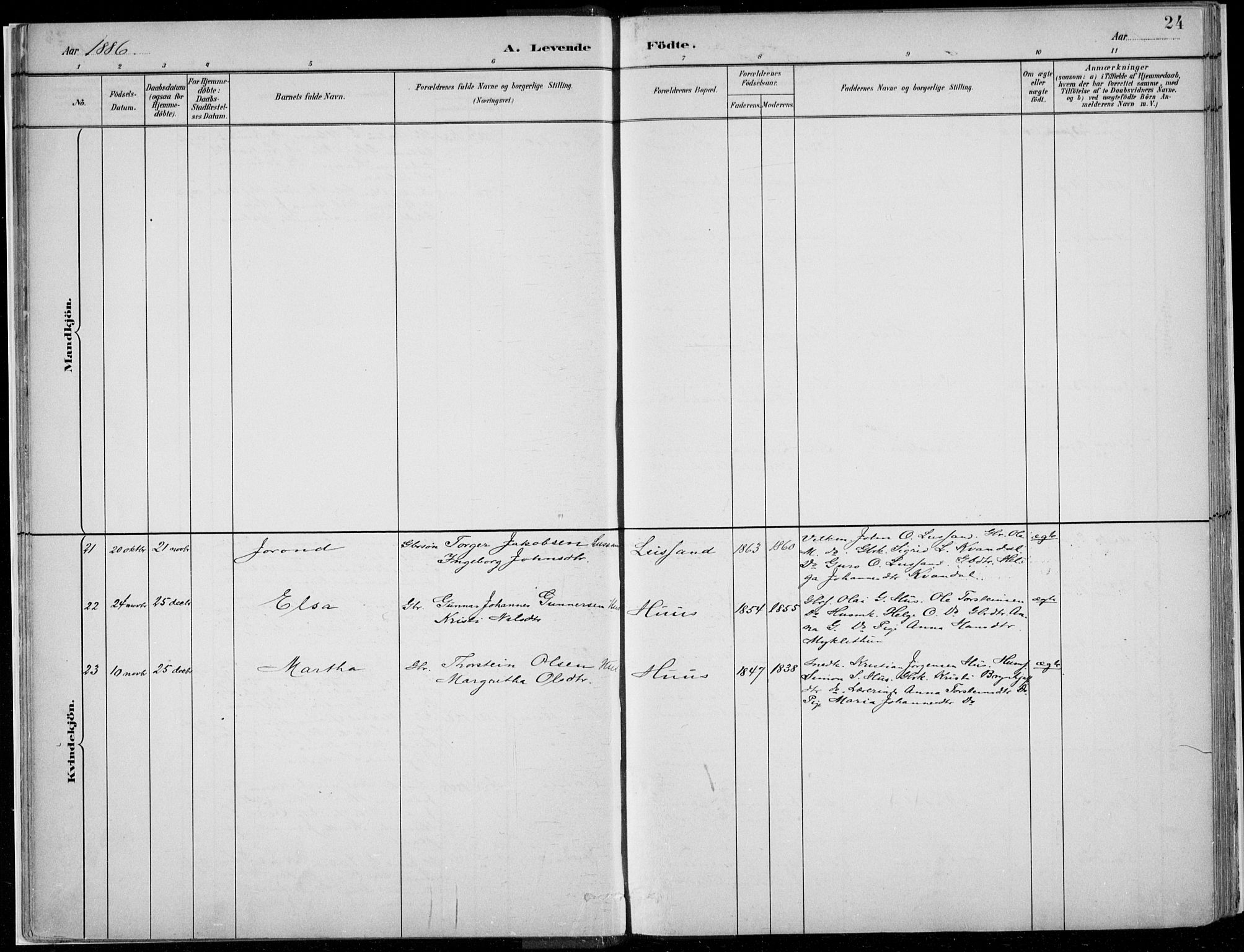 Ullensvang sokneprestembete, SAB/A-78701/H/Haa: Parish register (official) no. E  1, 1882-1921, p. 24