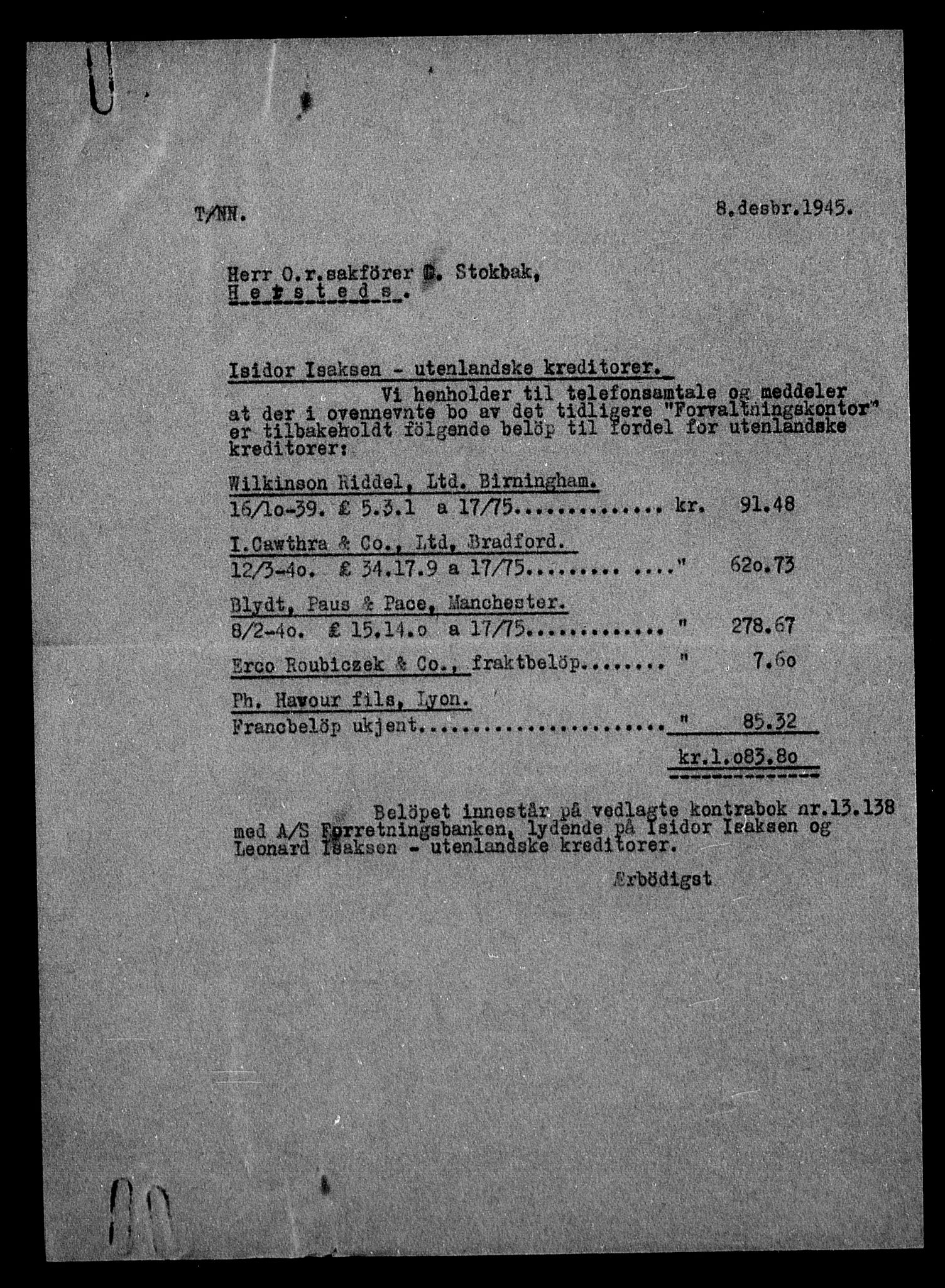 Justisdepartementet, Tilbakeføringskontoret for inndratte formuer, AV/RA-S-1564/H/Hc/Hca/L0898: --, 1945-1947, p. 36