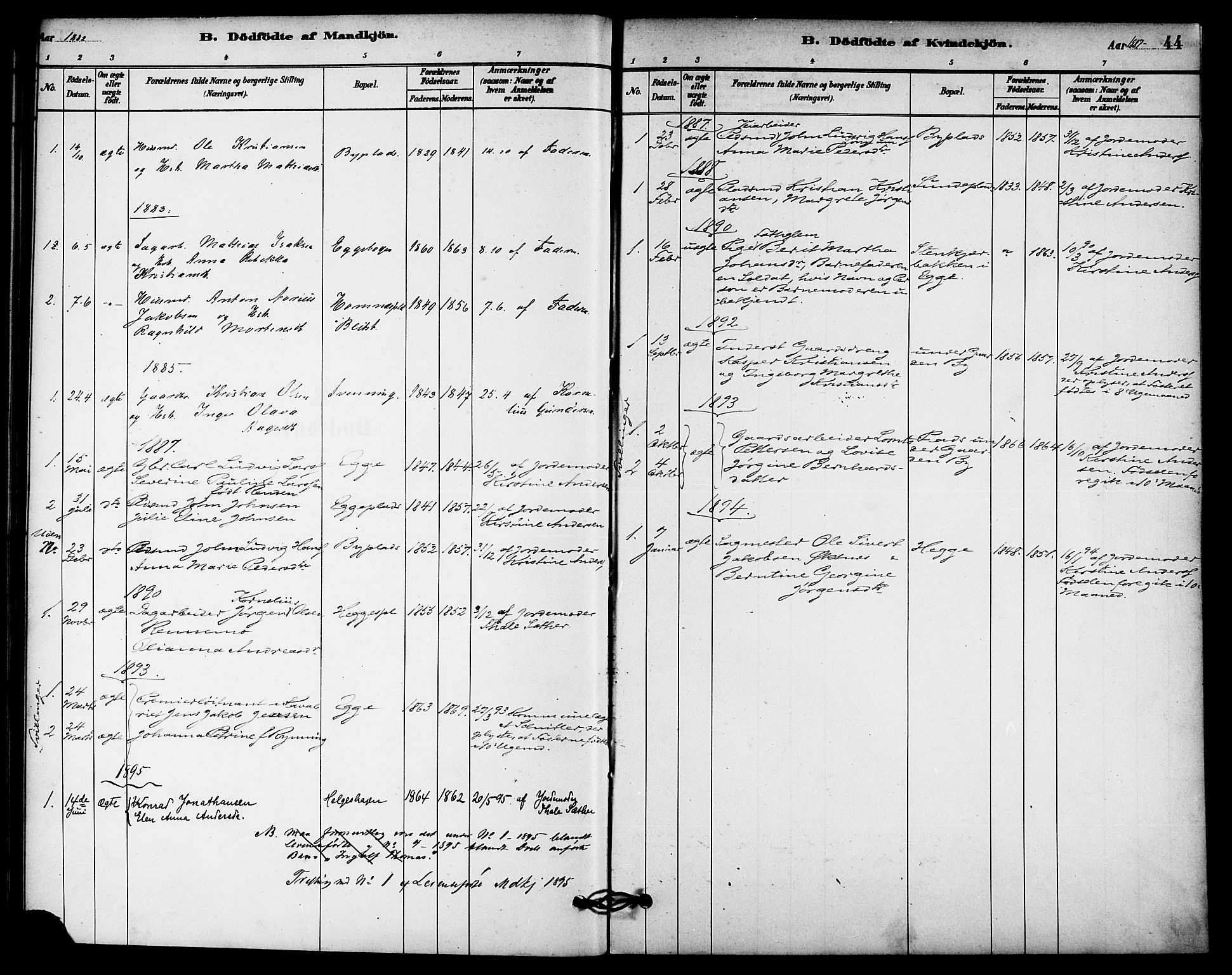 Ministerialprotokoller, klokkerbøker og fødselsregistre - Nord-Trøndelag, SAT/A-1458/740/L0378: Parish register (official) no. 740A01, 1881-1895, p. 44