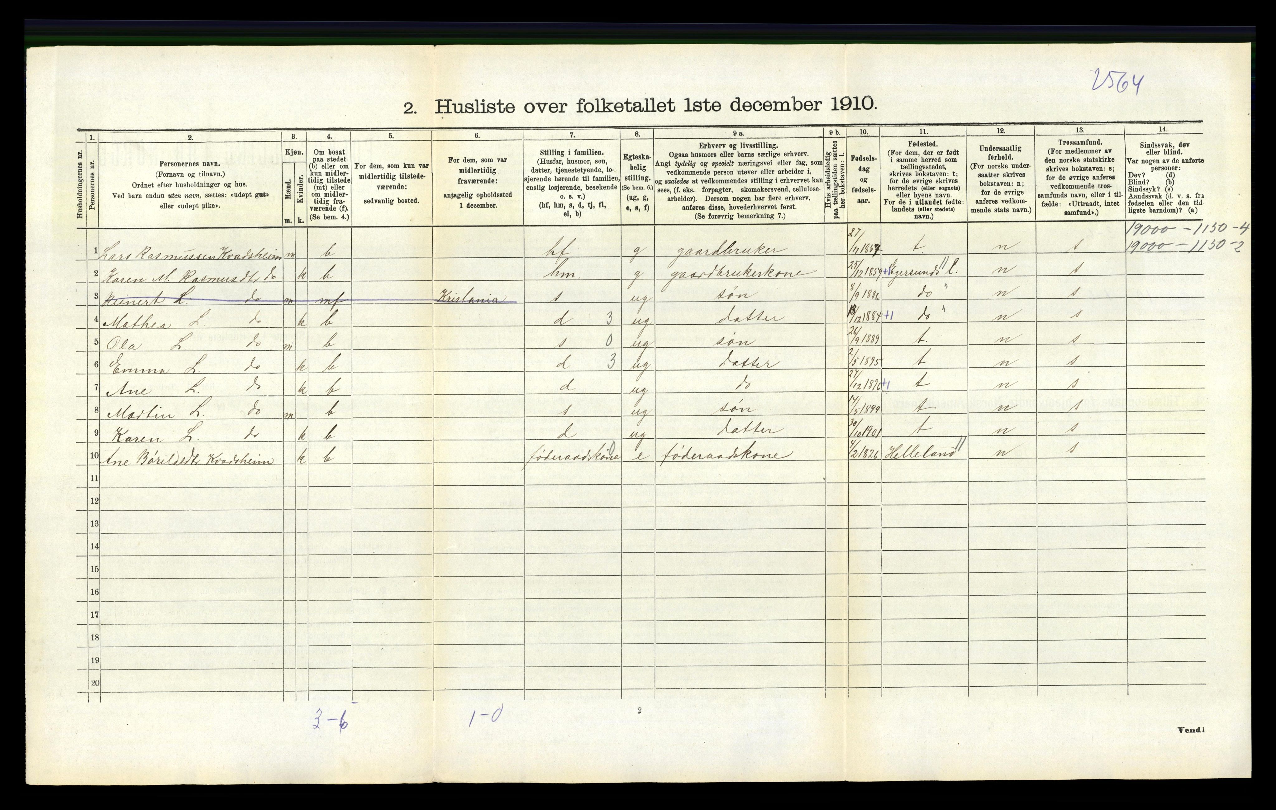 RA, 1910 census for Ogna, 1910, p. 200