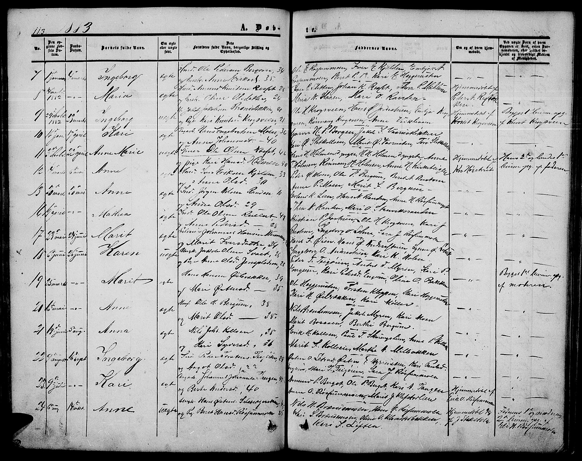 Nord-Fron prestekontor, SAH/PREST-080/H/Ha/Hab/L0003: Parish register (copy) no. 3, 1851-1886, p. 113