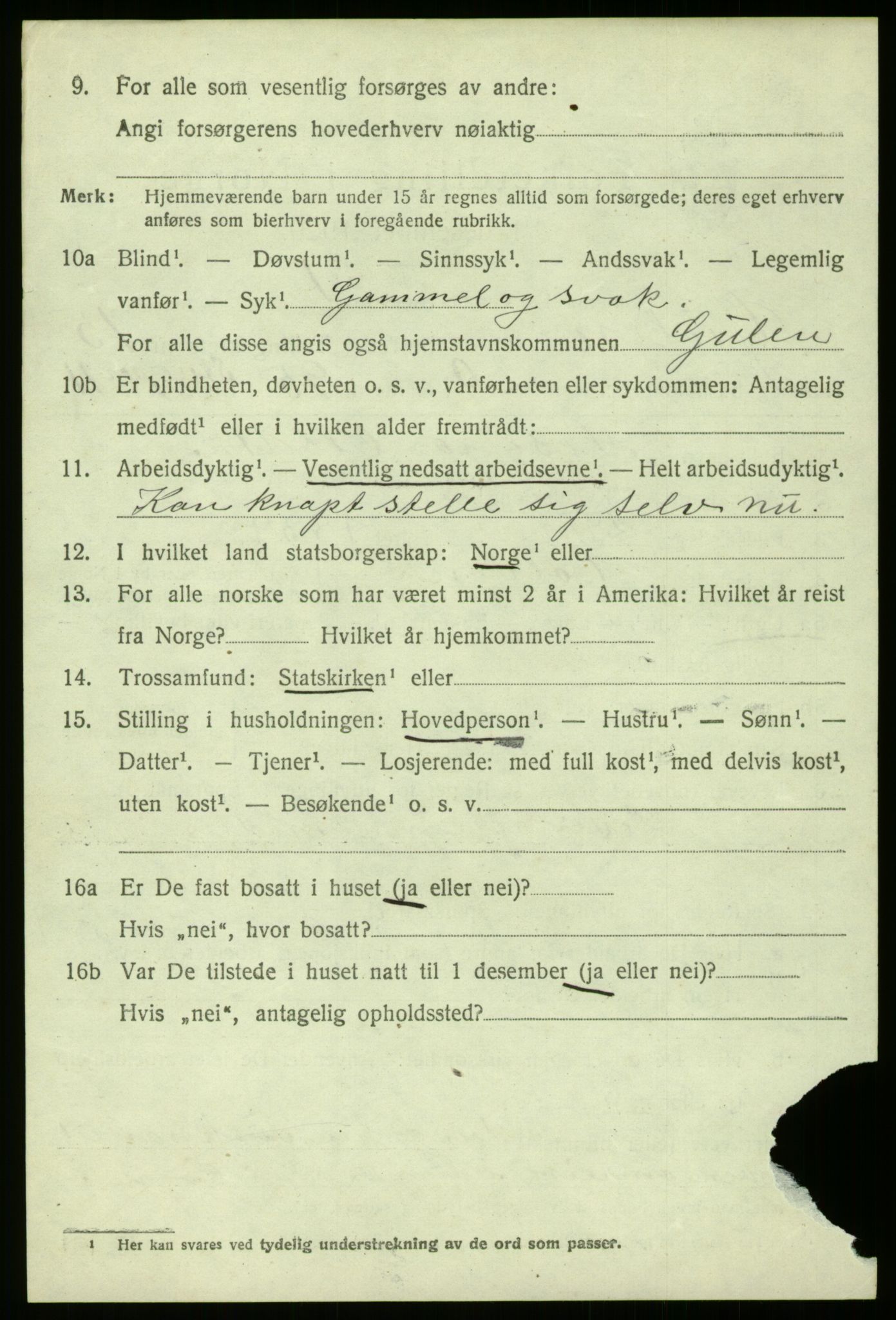 SAB, 1920 census for Gulen, 1920, p. 6694