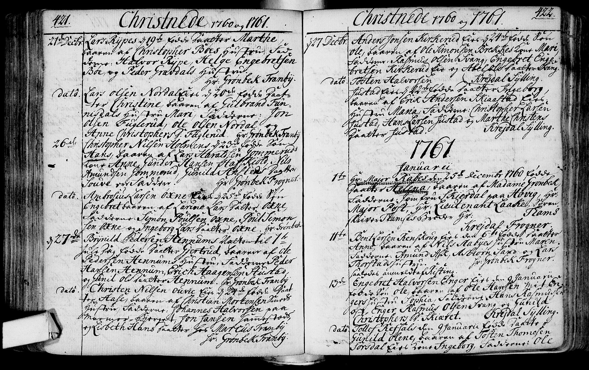 Lier kirkebøker, AV/SAKO-A-230/F/Fa/L0004: Parish register (official) no. I 4, 1749-1764, p. 421-422