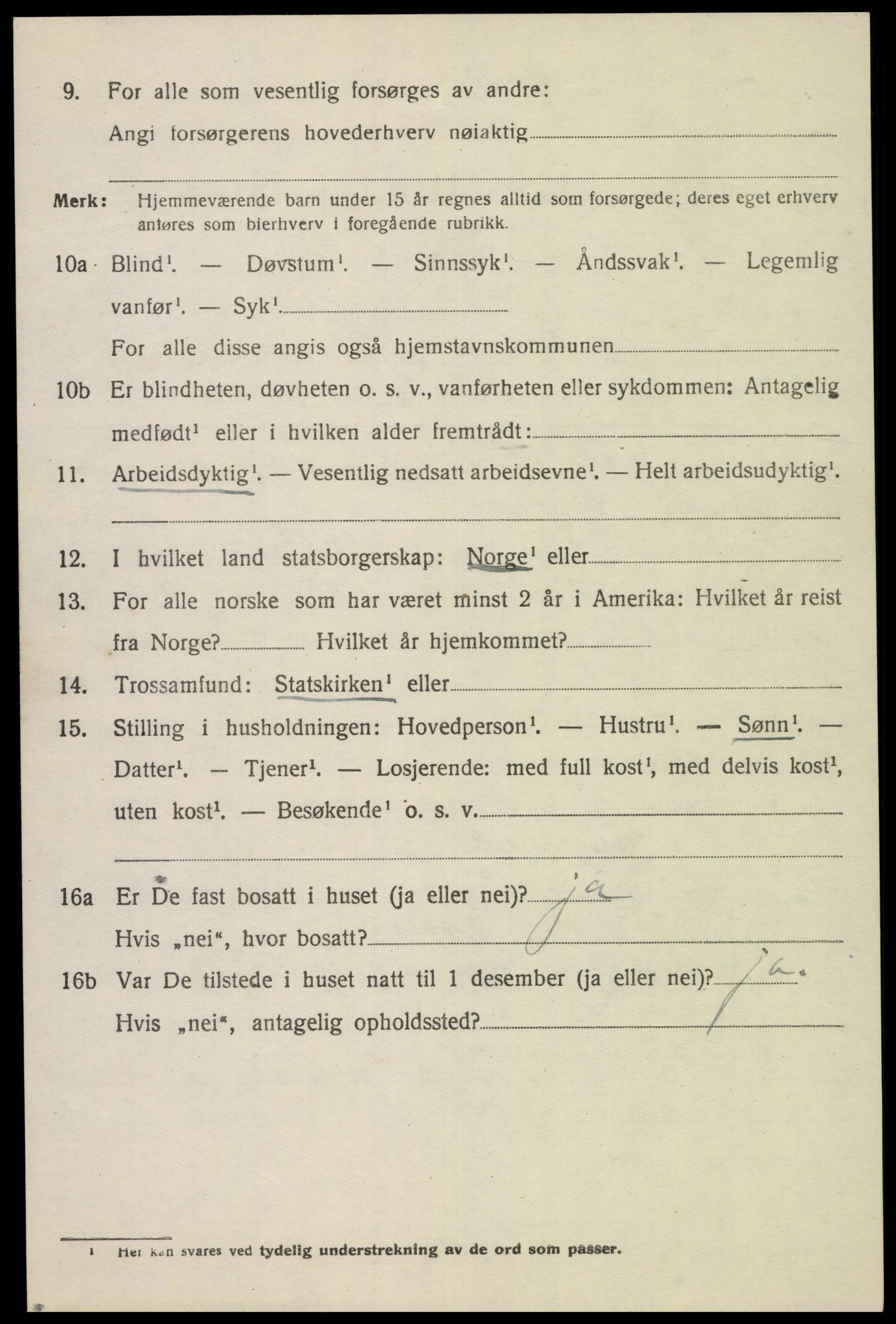 SAK, 1920 census for Gyland, 1920, p. 1025