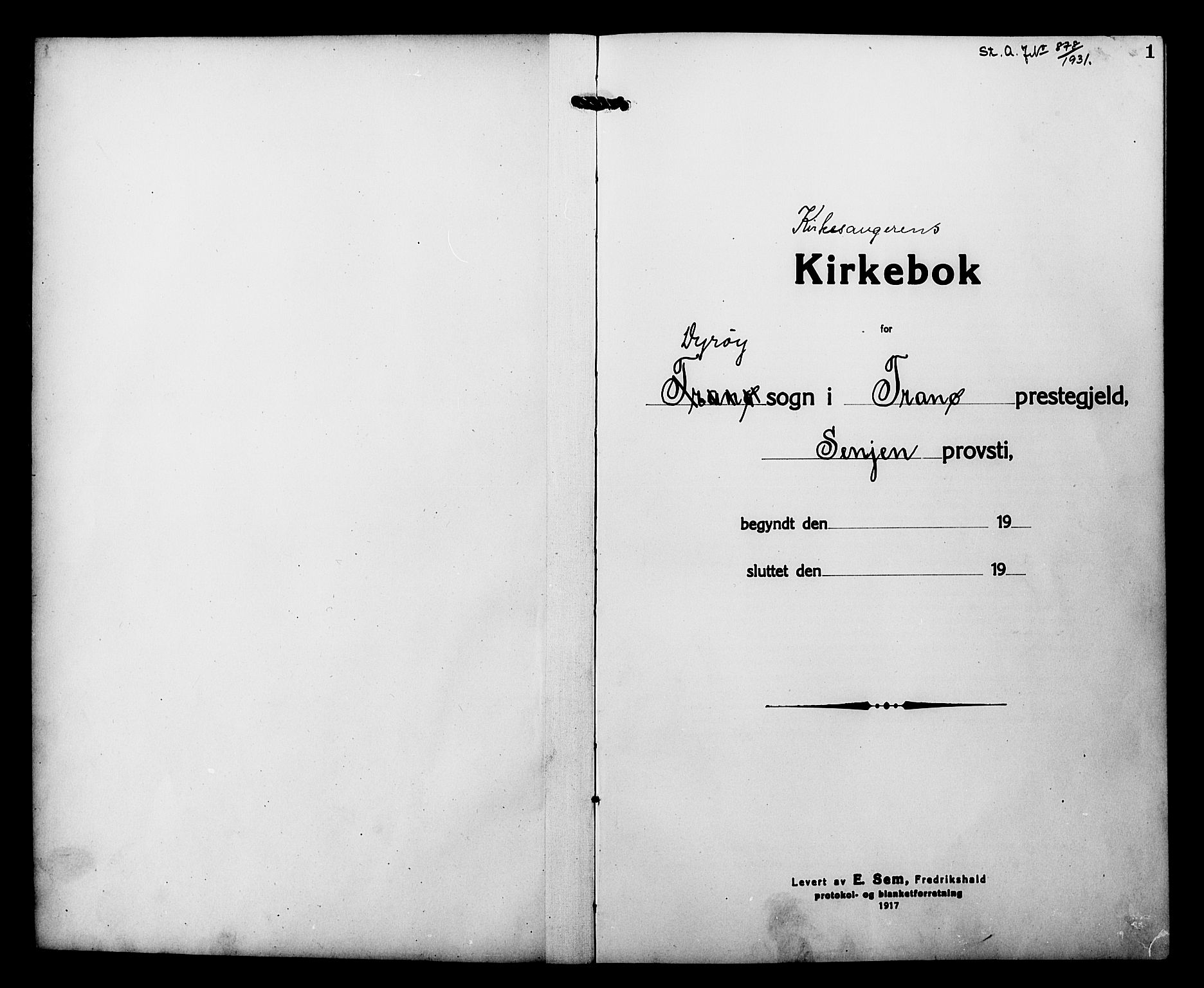 Tranøy sokneprestkontor, AV/SATØ-S-1313/I/Ia/Iab/L0015klokker: Parish register (copy) no. 15, 1918-1930, p. 1