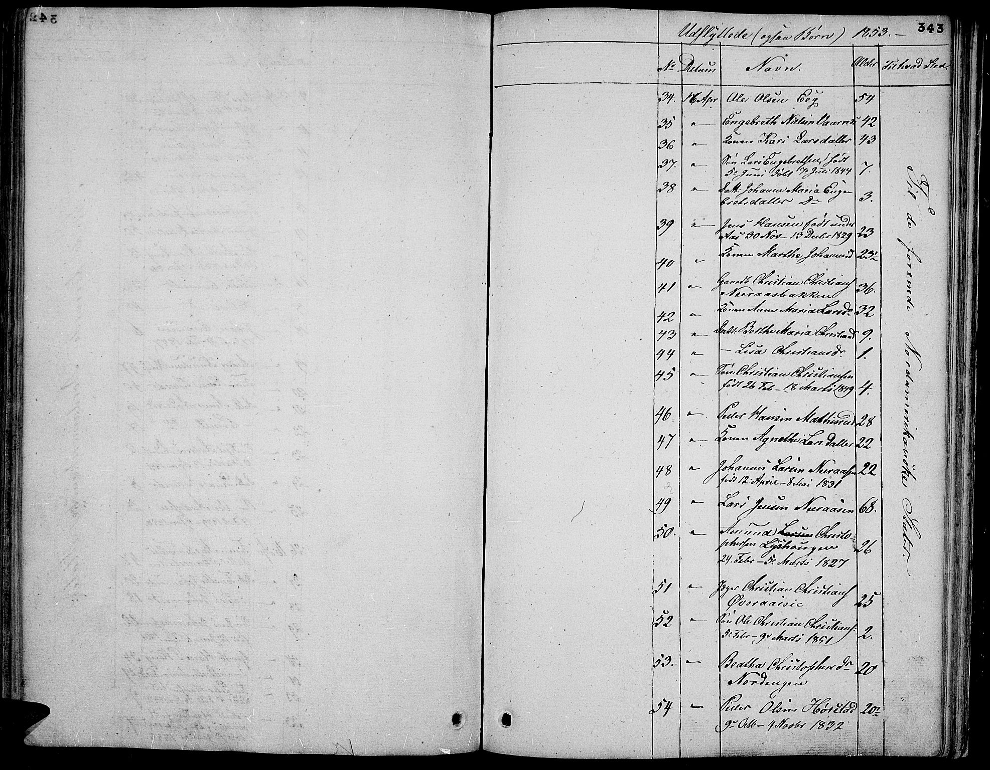 Vardal prestekontor, SAH/PREST-100/H/Ha/Hab/L0004: Parish register (copy) no. 4, 1831-1853, p. 343