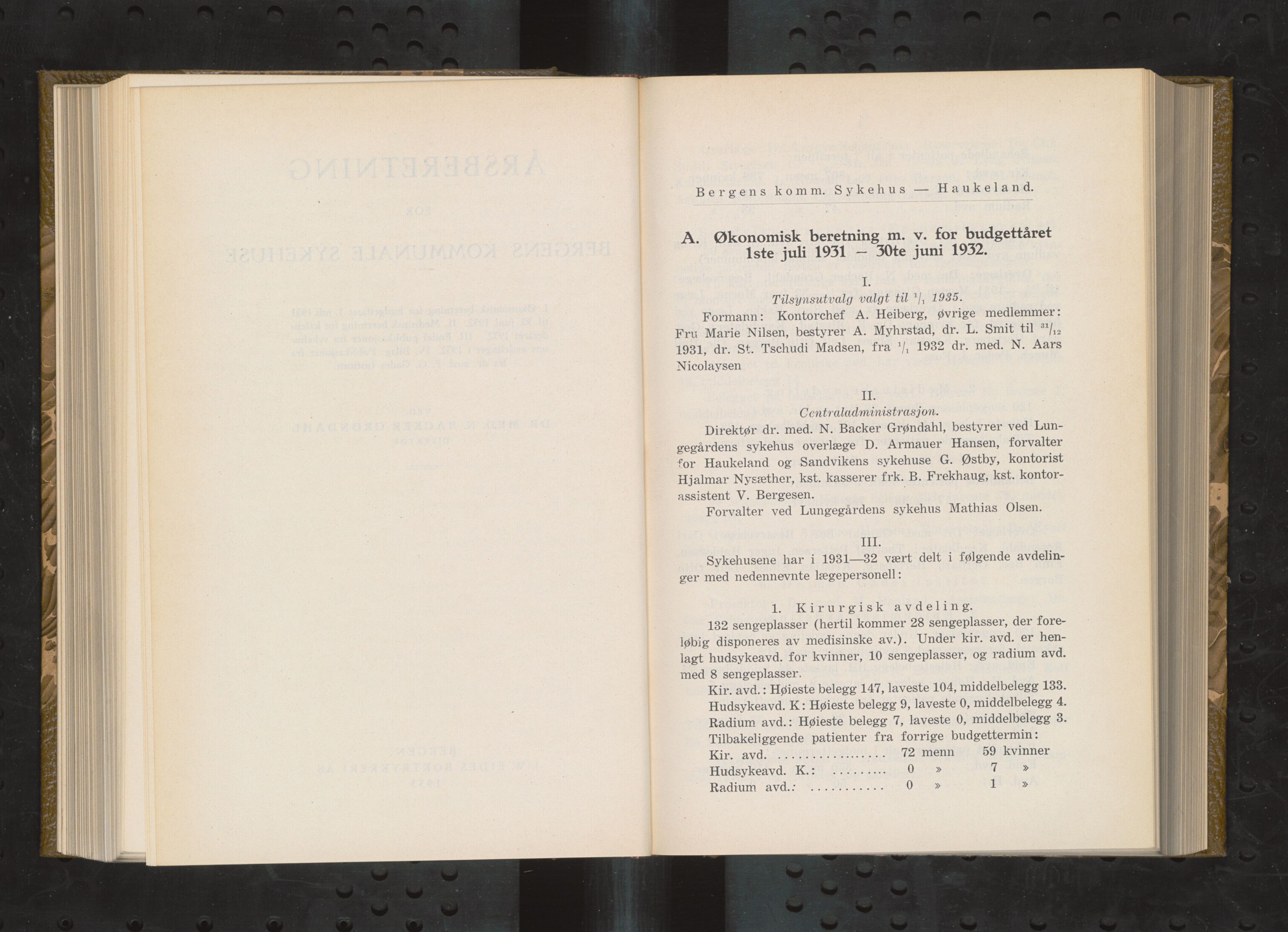 Haukeland Sykehus, Direktøren, BBA/A-2050.04/Æa/L0004: Årsberetninger 1929-1933, 1929-1933, p. 240