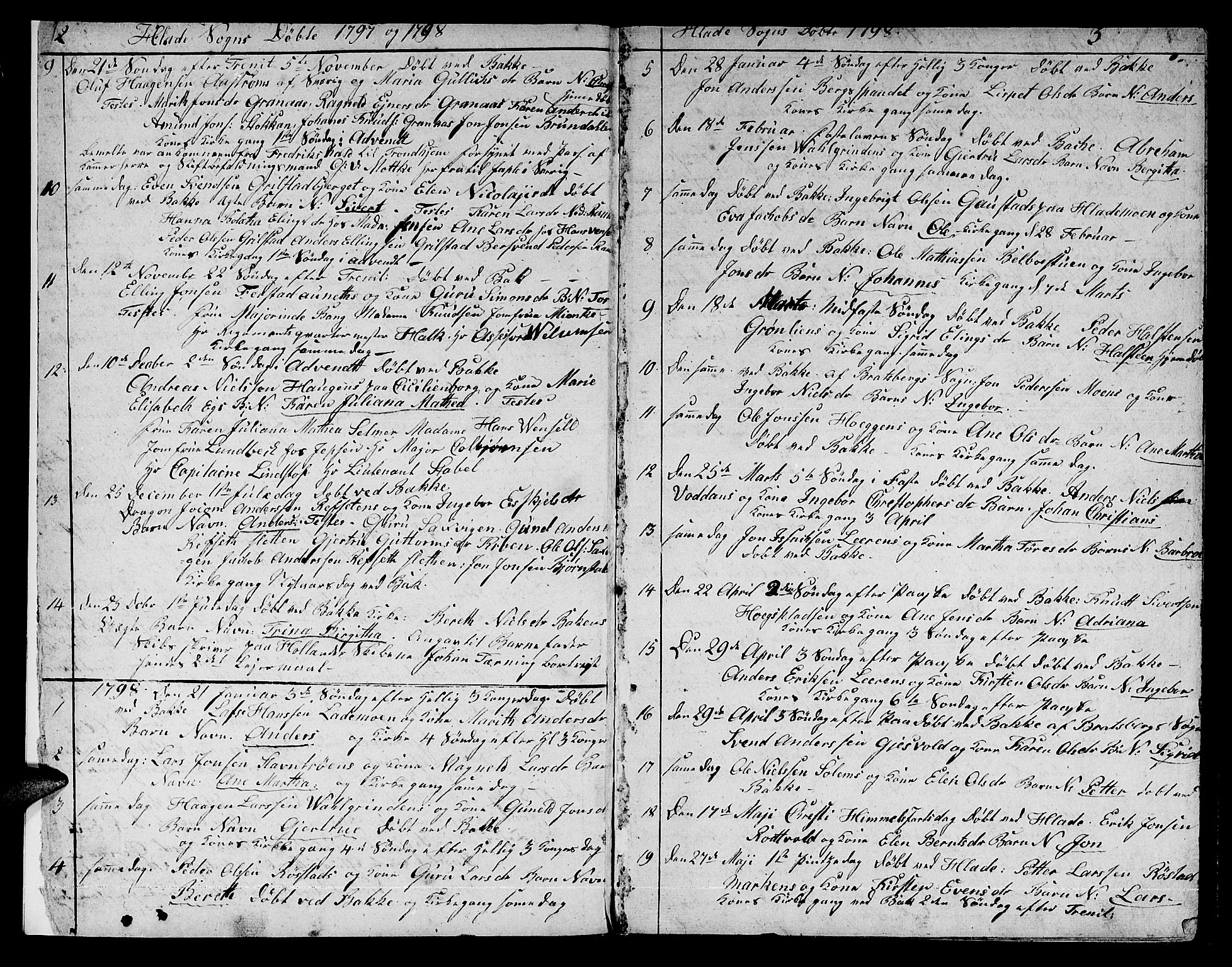 Ministerialprotokoller, klokkerbøker og fødselsregistre - Sør-Trøndelag, SAT/A-1456/606/L0306: Parish register (copy) no. 606C02, 1797-1829, p. 2-3