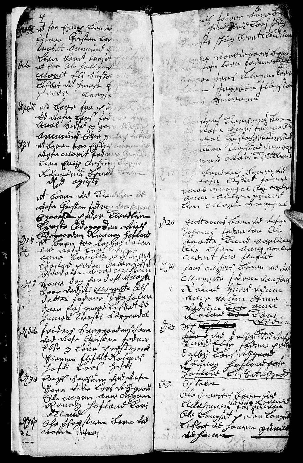 Fåberg prestekontor, SAH/PREST-086/H/Ha/Haa/L0001: Parish register (official) no. 1, 1727-1775, p. 4-5