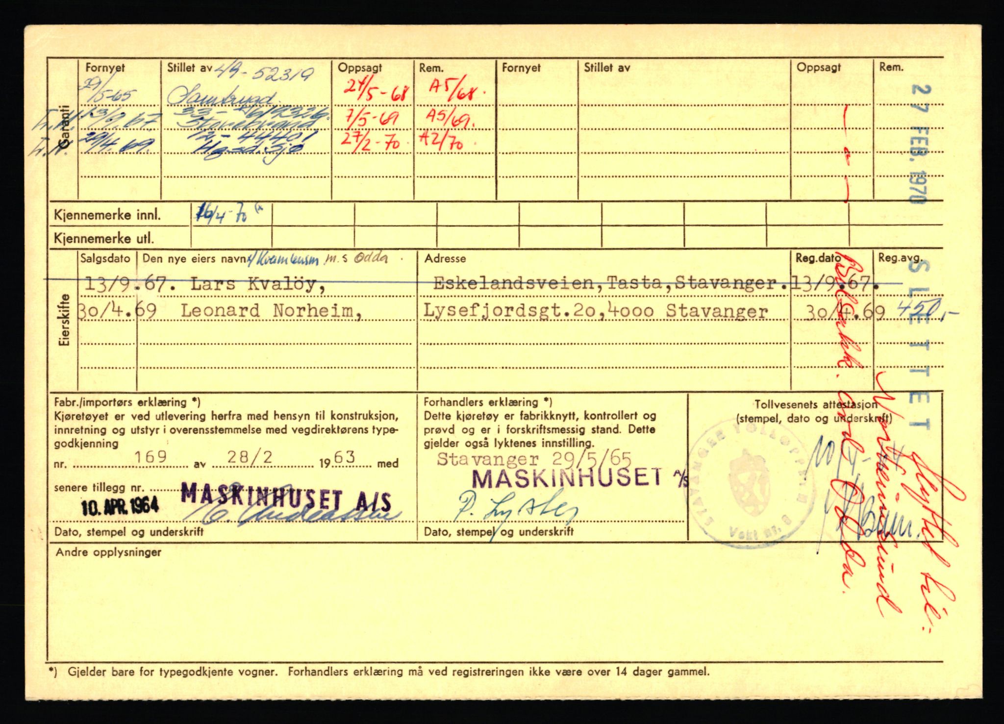 Stavanger trafikkstasjon, SAST/A-101942/0/F/L0072: L-82200 - L-84099, 1930-1971, p. 1848