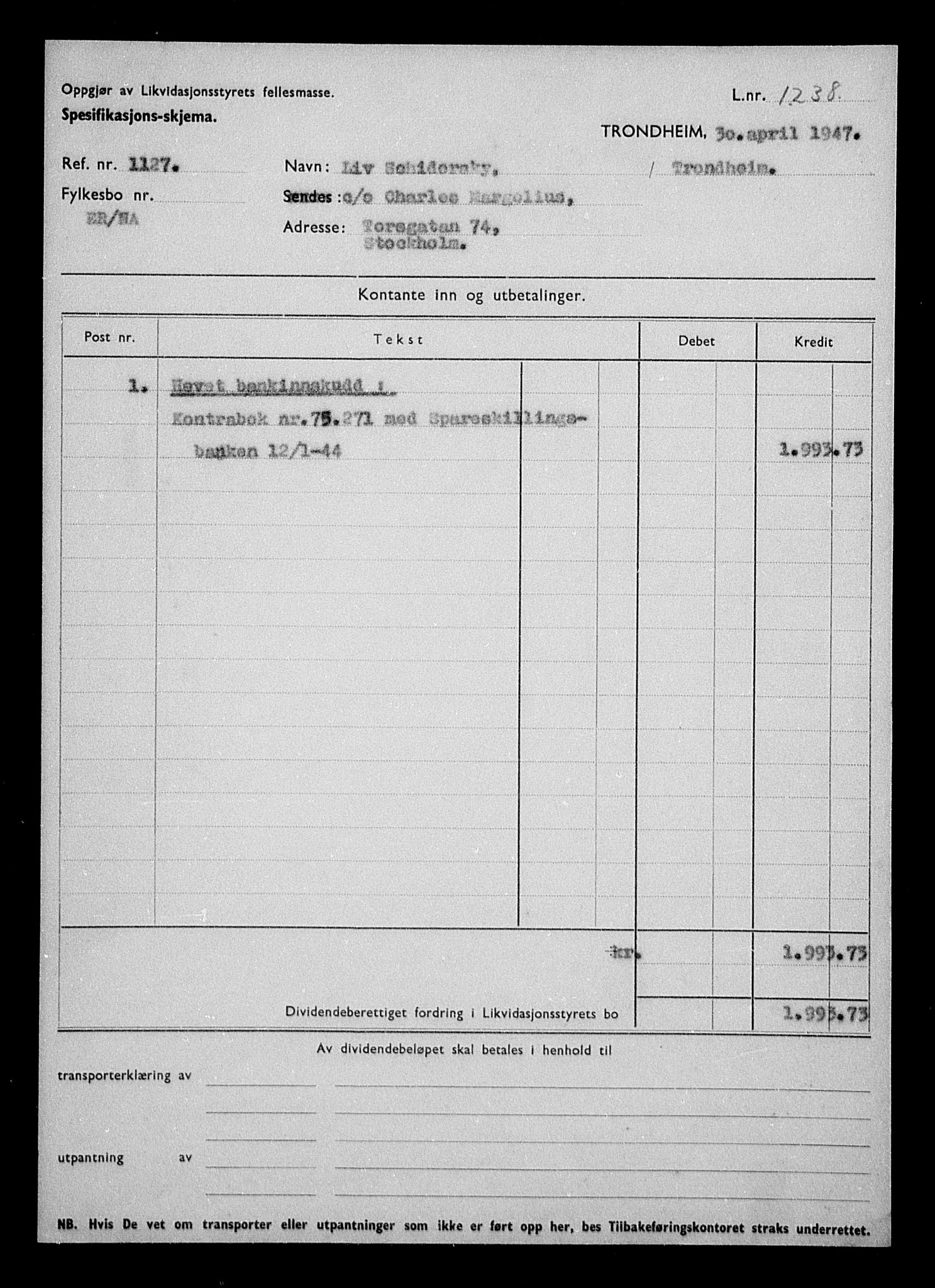 Justisdepartementet, Tilbakeføringskontoret for inndratte formuer, AV/RA-S-1564/H/Hc/Hca/L0908: --, 1945-1947, p. 49