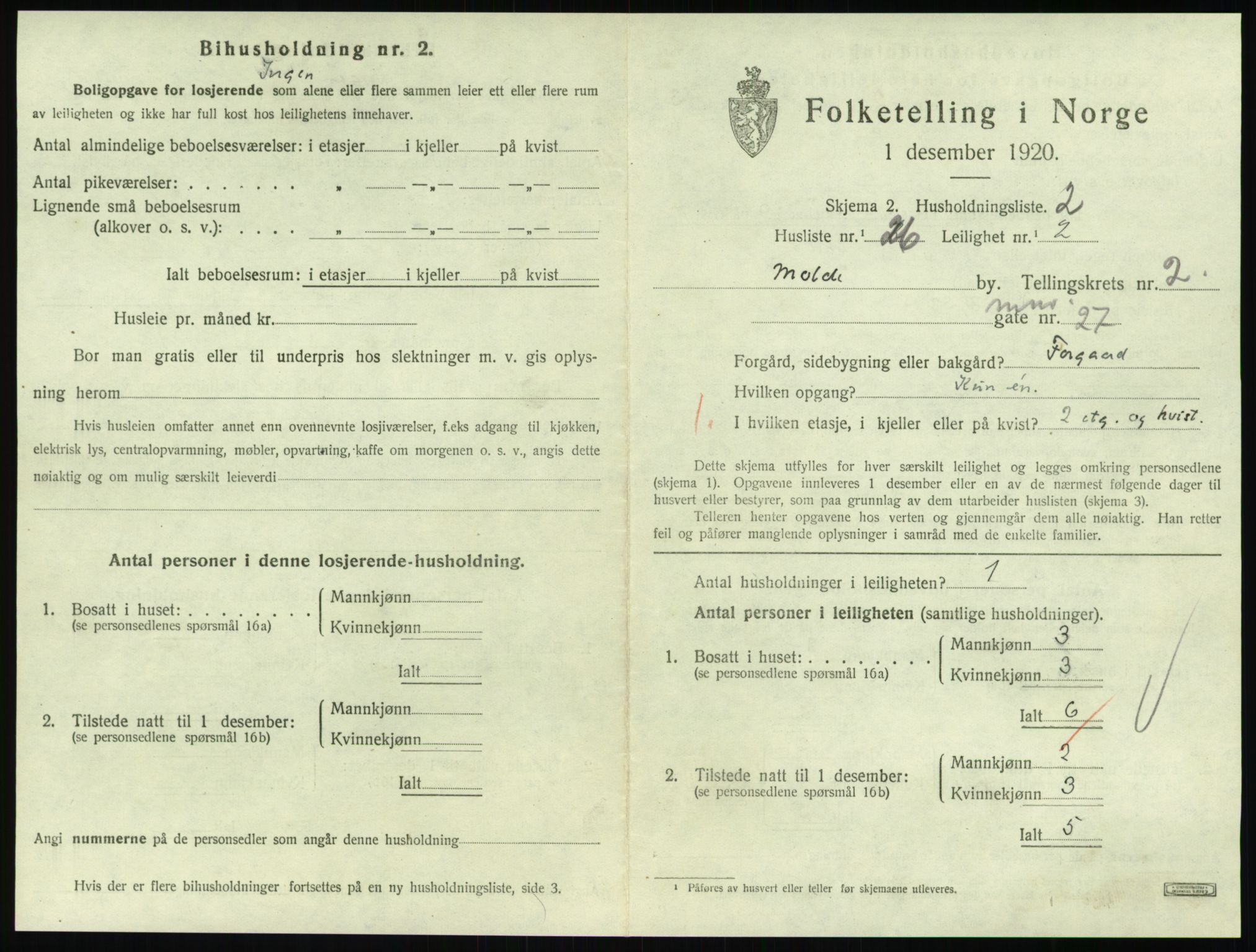 SAT, 1920 census for Molde, 1920, p. 1025