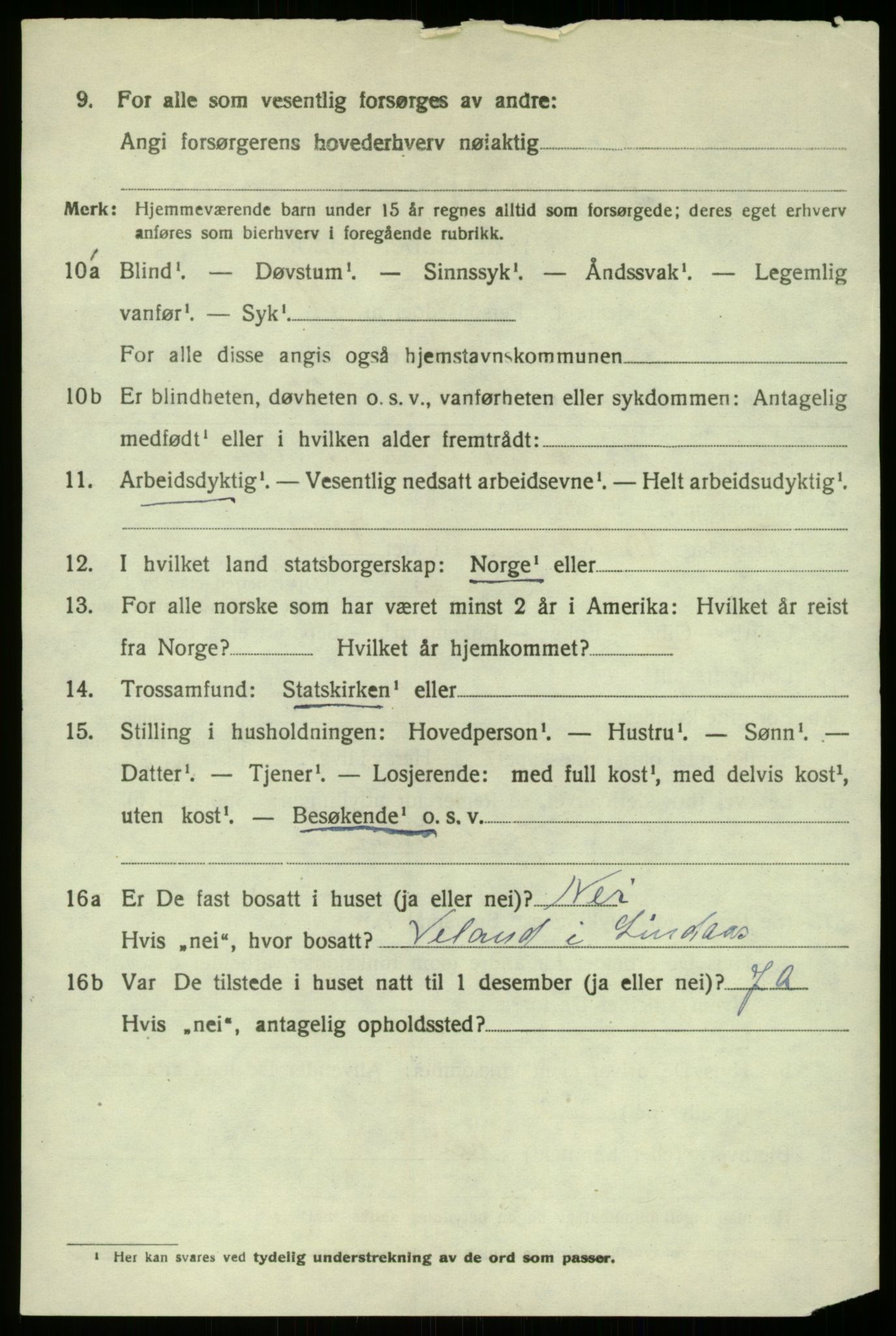 SAB, 1920 census for Lindås, 1920, p. 2830