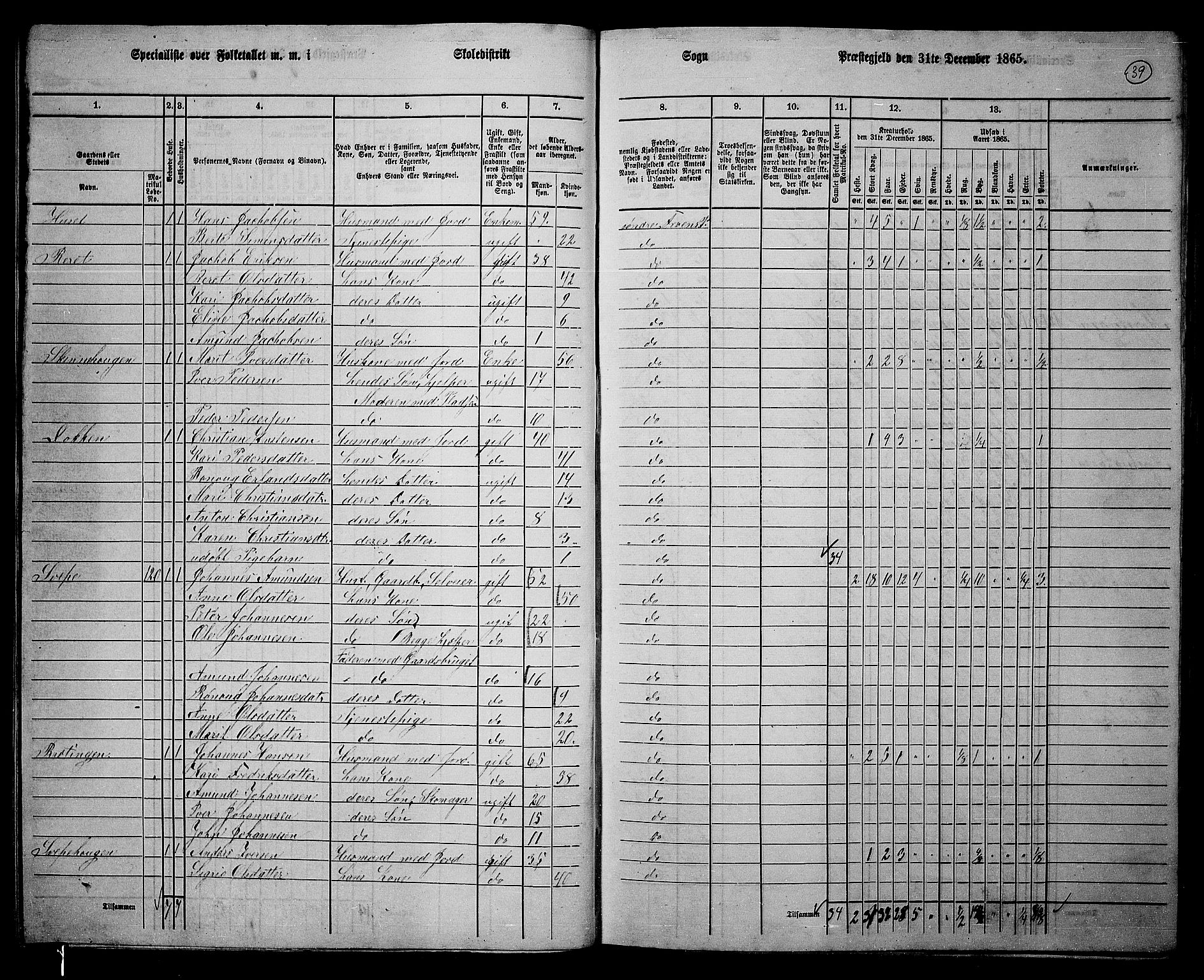 RA, 1865 census for Sør-Fron, 1865, p. 34