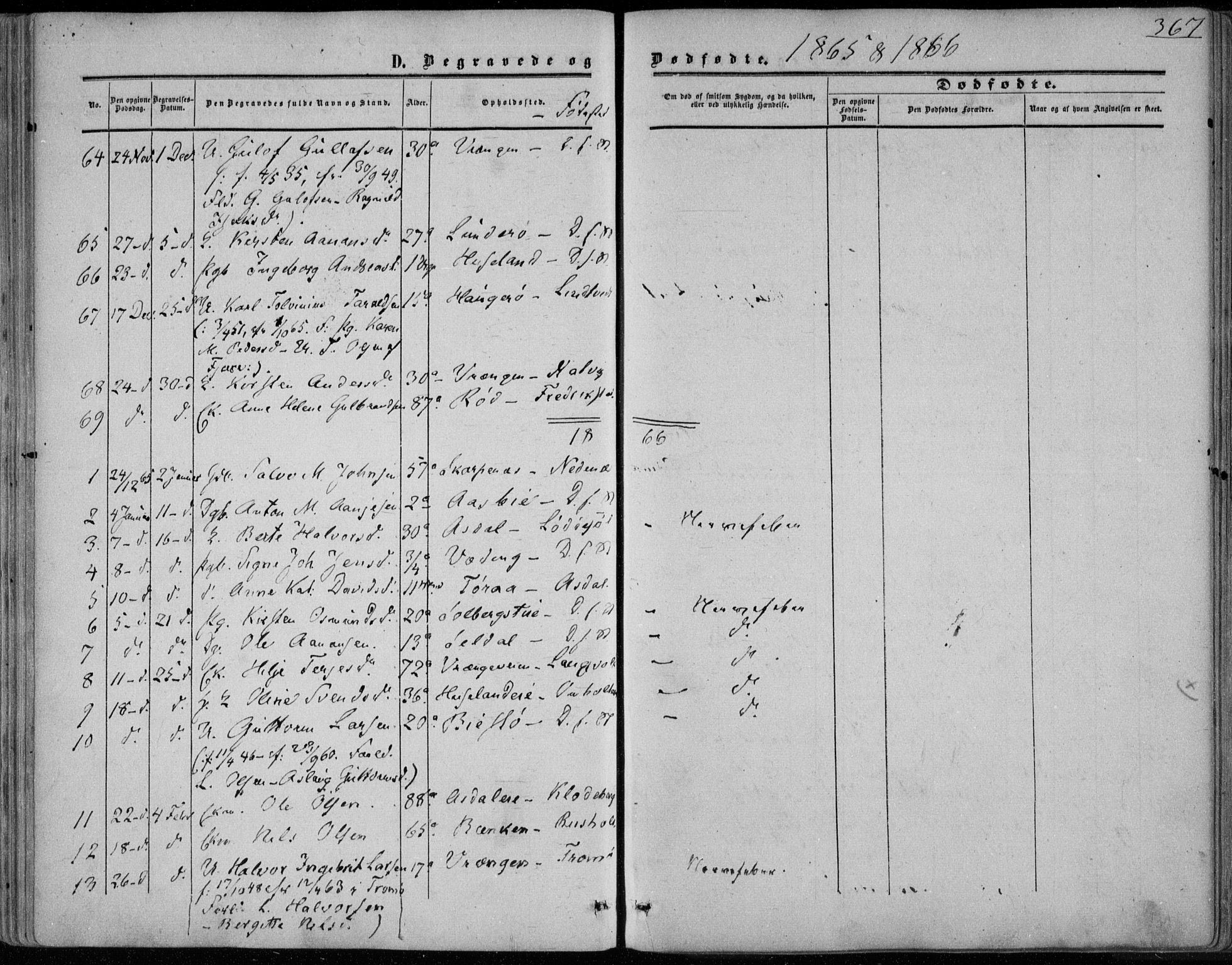 Øyestad sokneprestkontor, SAK/1111-0049/F/Fa/L0015: Parish register (official) no. A 15, 1857-1873, p. 367
