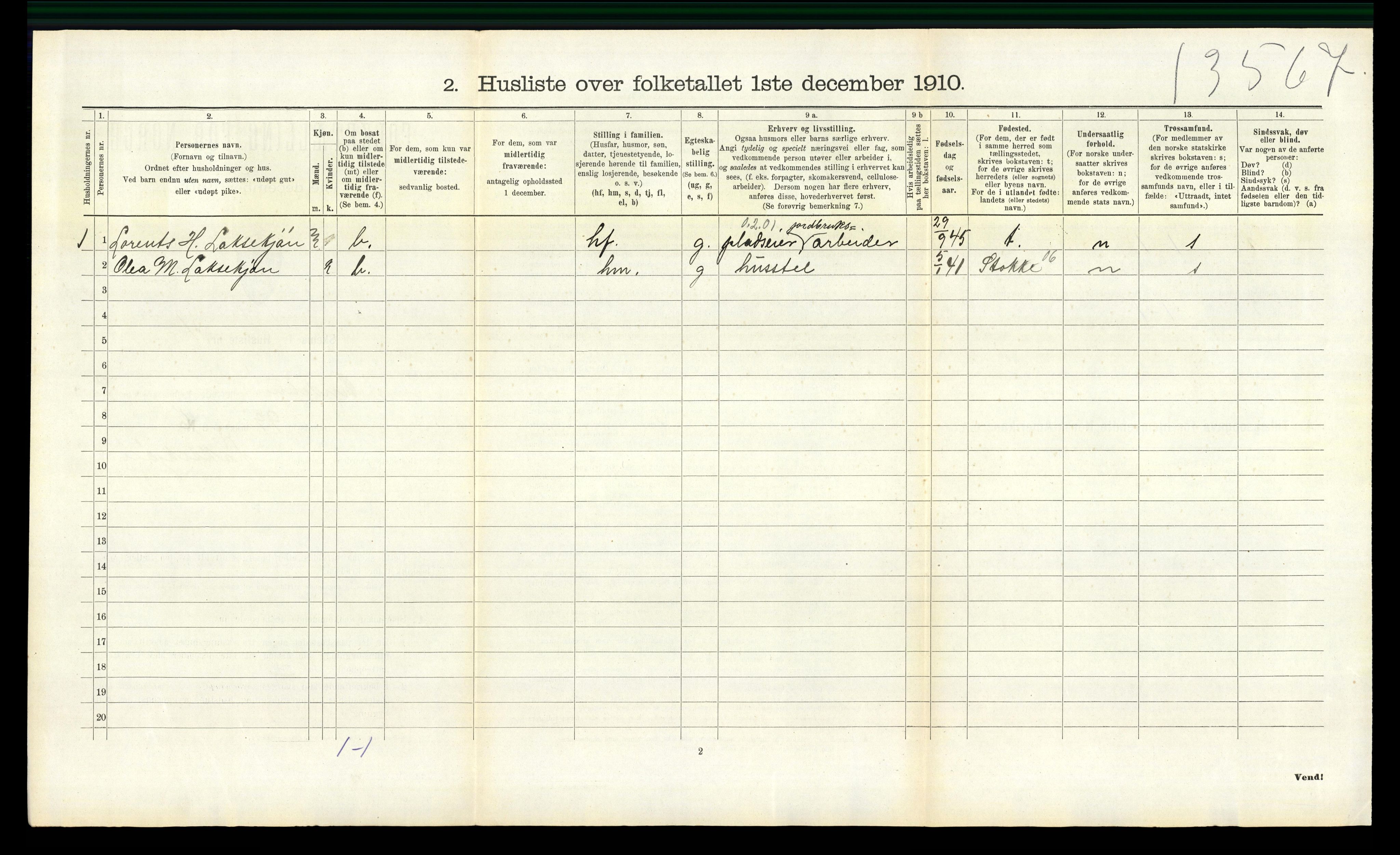 RA, 1910 census for Andebu, 1910, p. 758