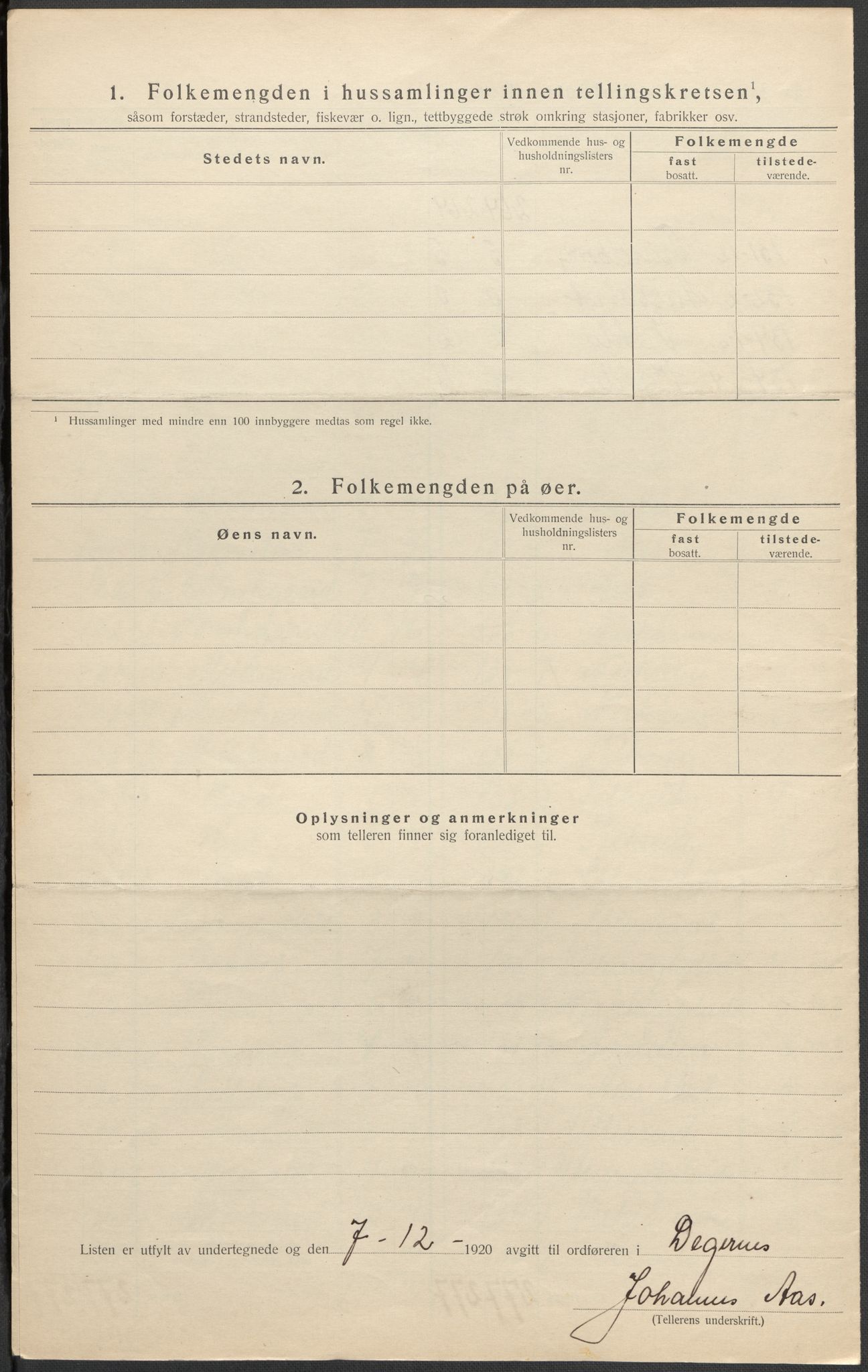 SAO, 1920 census for Degernes, 1920, p. 14