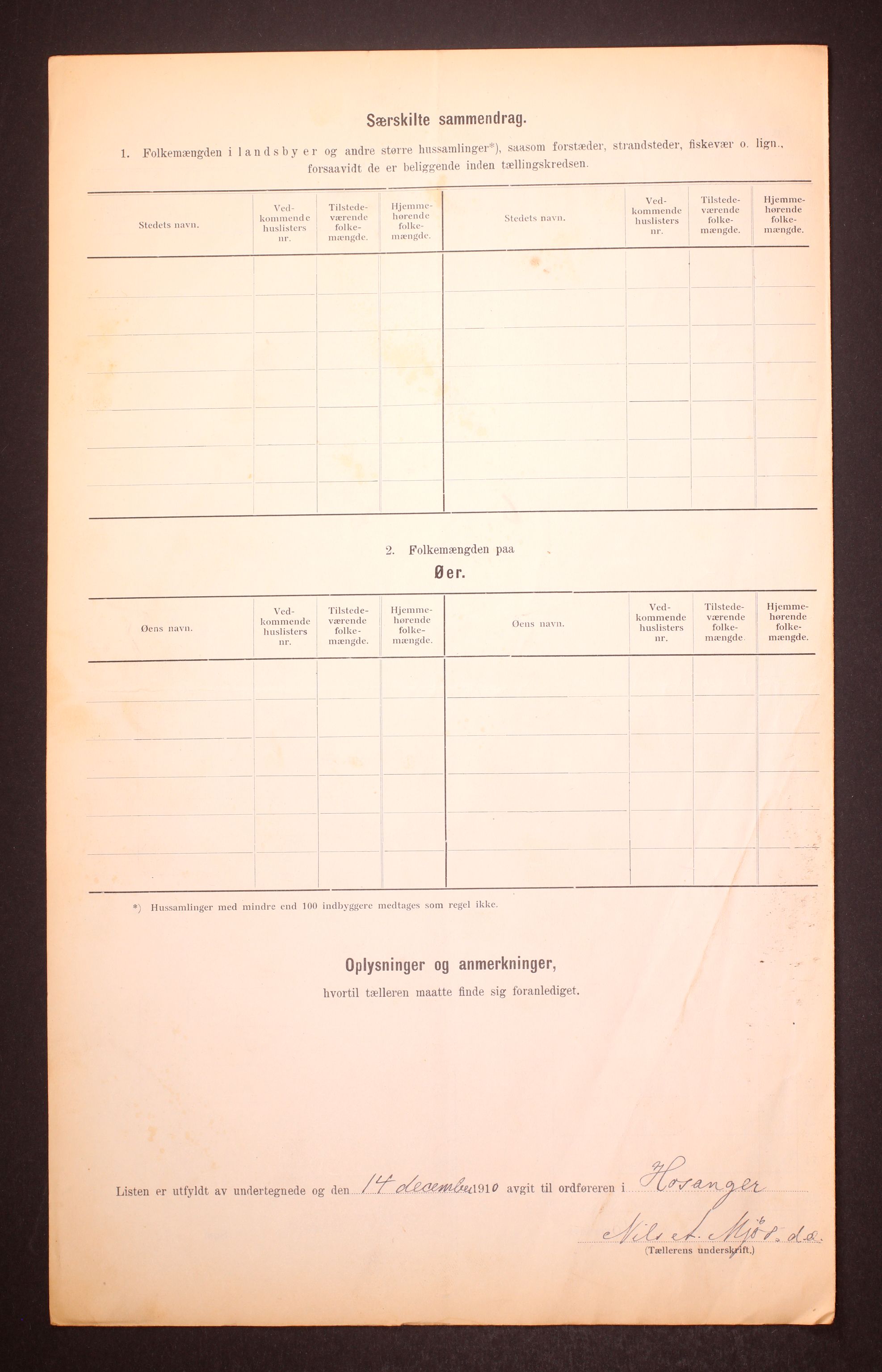 RA, 1910 census for Hosanger, 1910, p. 8