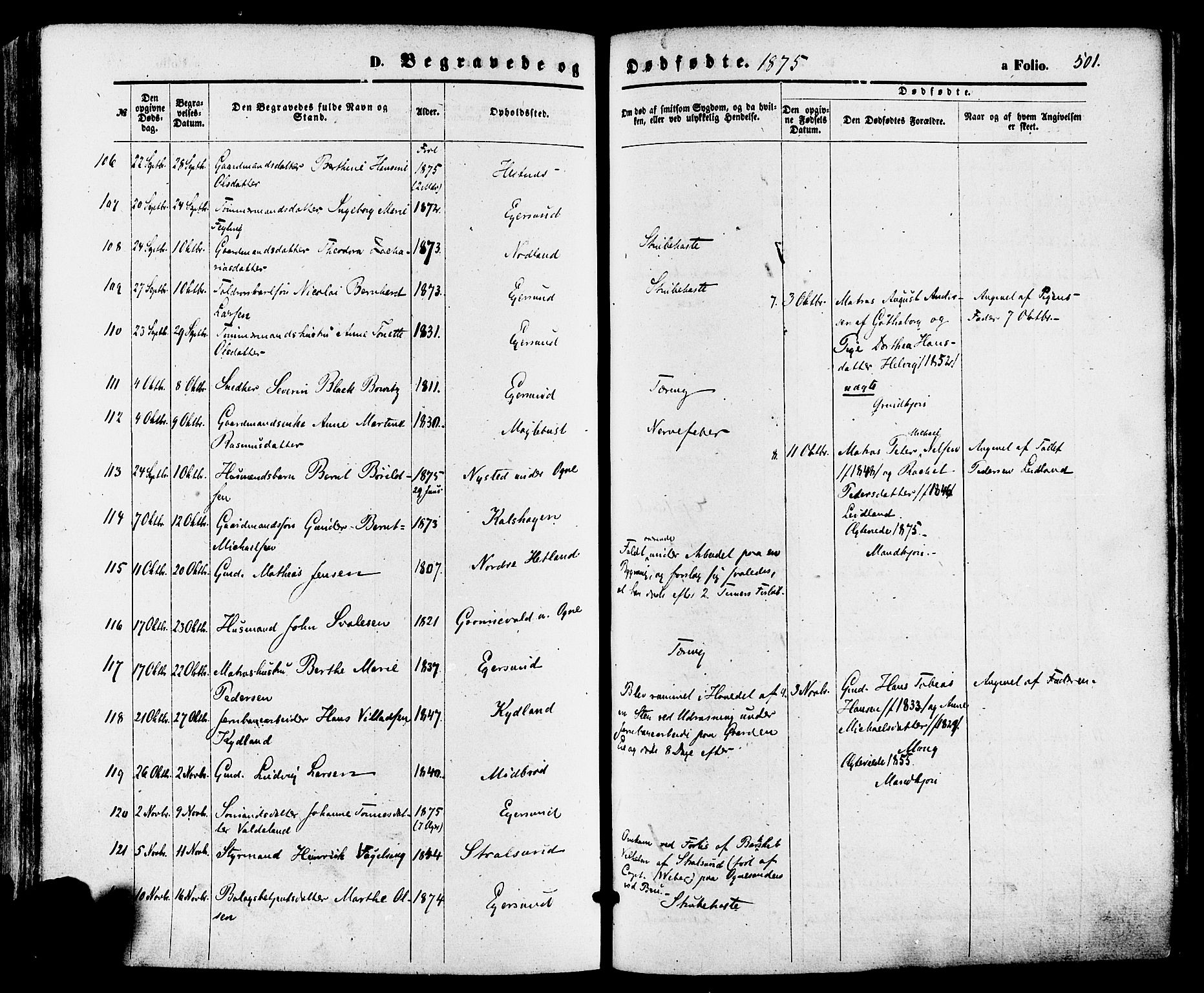 Eigersund sokneprestkontor, AV/SAST-A-101807/S08/L0014: Parish register (official) no. A 13, 1866-1878, p. 501