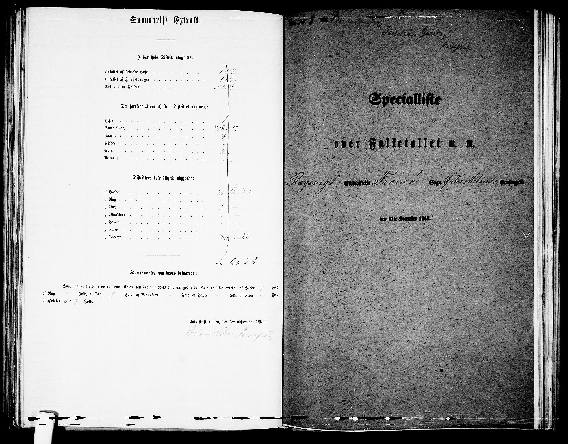 RA, 1865 census for Austre Moland, 1865, p. 243