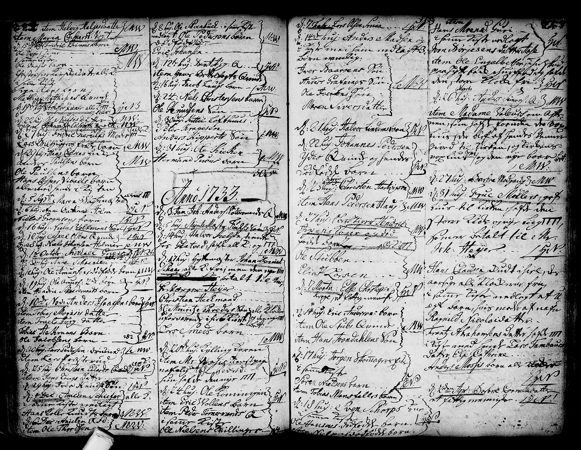 Kongsberg kirkebøker, AV/SAKO-A-22/F/Fa/L0002: Parish register (official) no. I 2, 1721-1743, p. 254-255